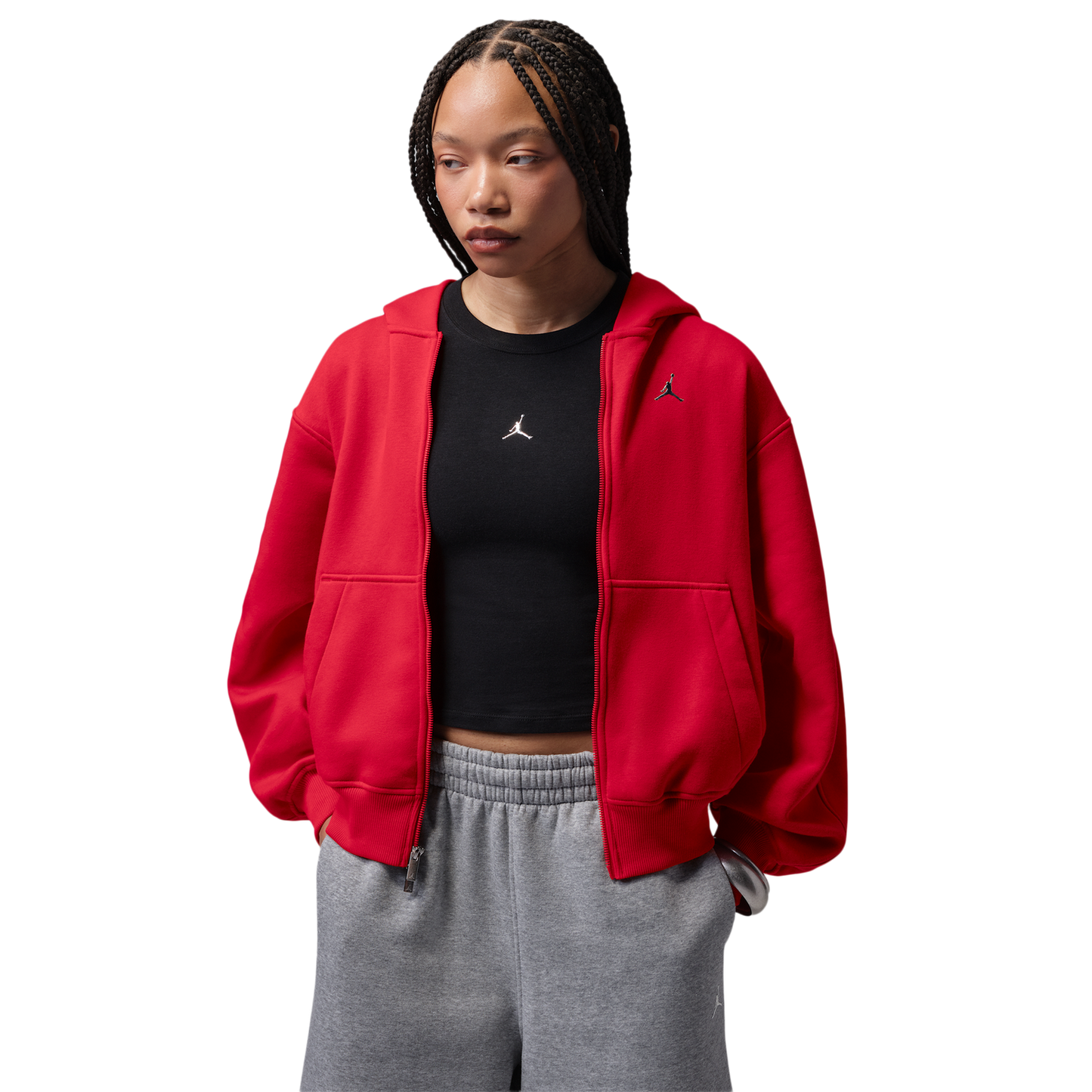 Jordan Brooklyn Fleece FZ BB - Women's - Gym Red