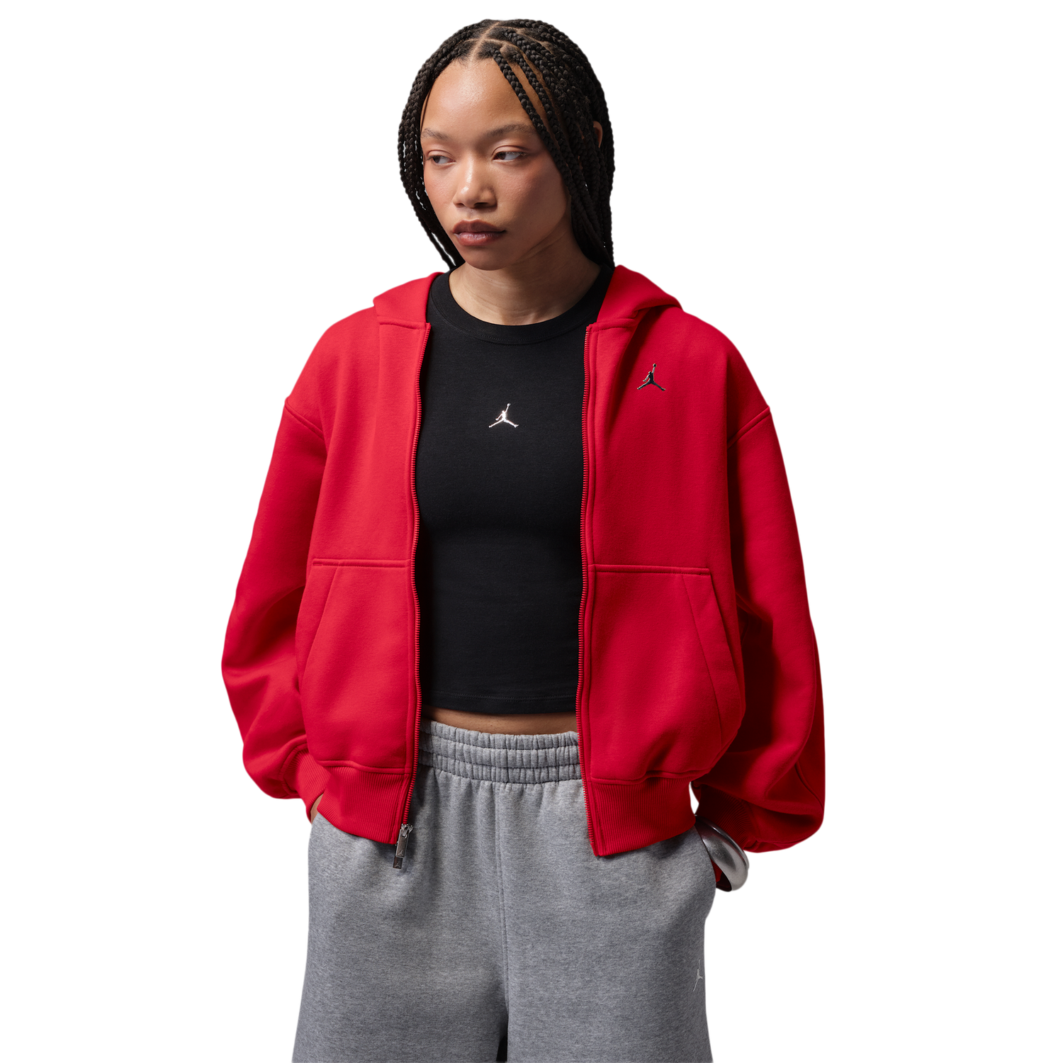 Jordan Brooklyn Fleece FZ BB - Women's - Gym Red