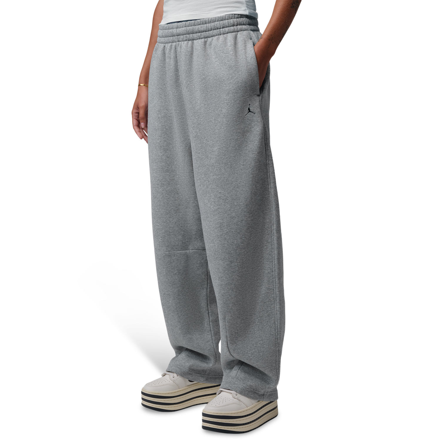 Jordan Brooklyn Fleece BB Wide Leg Pants - Women's - Dk Grey Heather