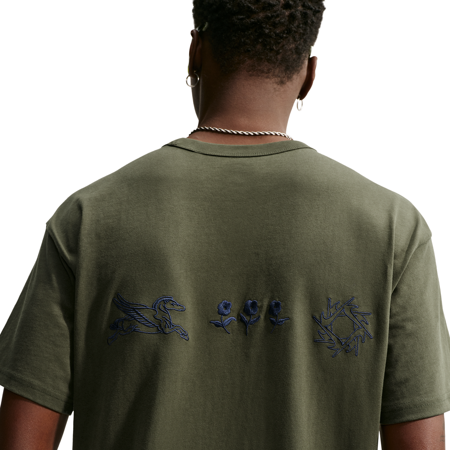 Nike Loose Fit Premium Essential Embroidered T-Shirt - Men's - Cargo Khaki