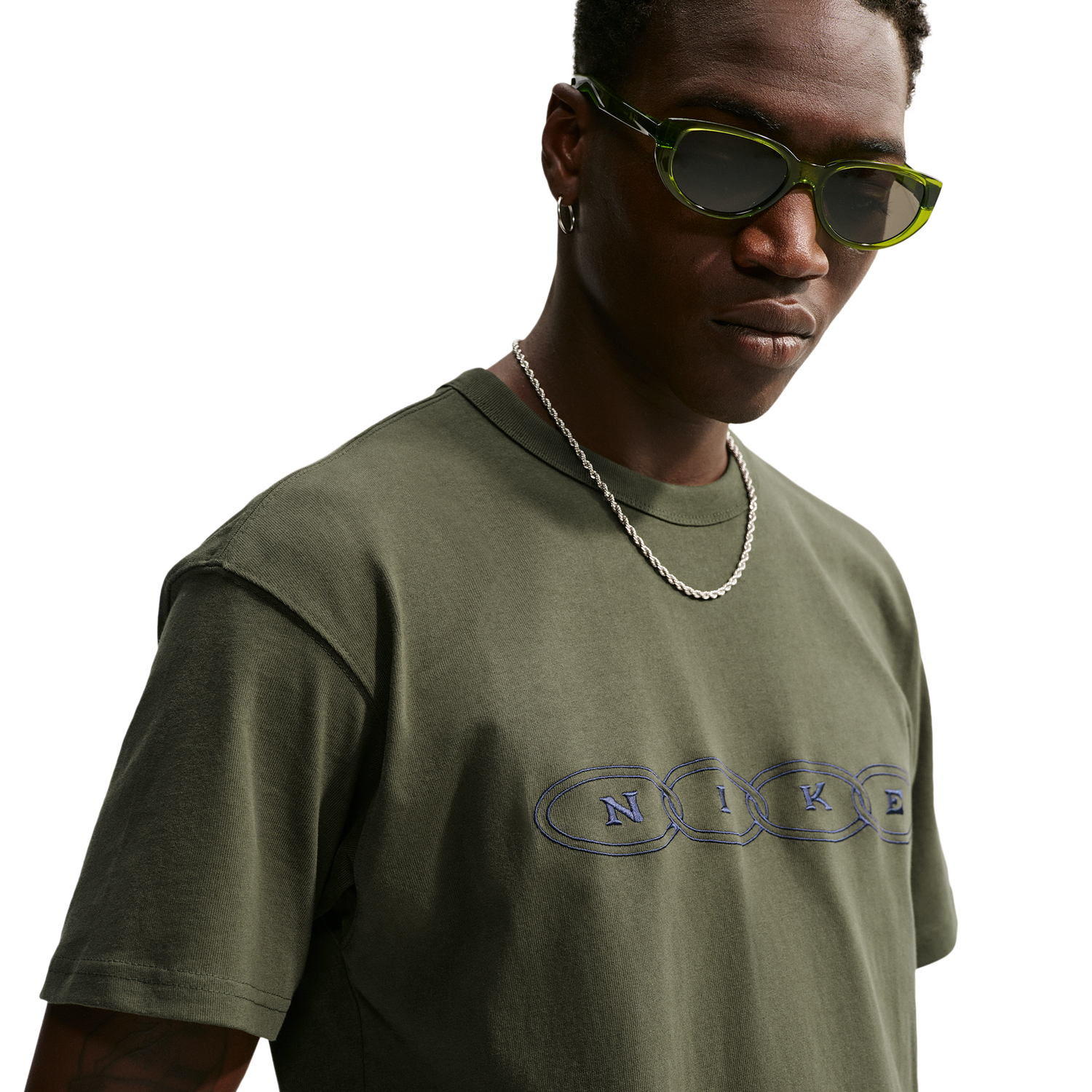 Nike Loose Fit Premium Essential Embroidered T-Shirt - Men's - Cargo Khaki