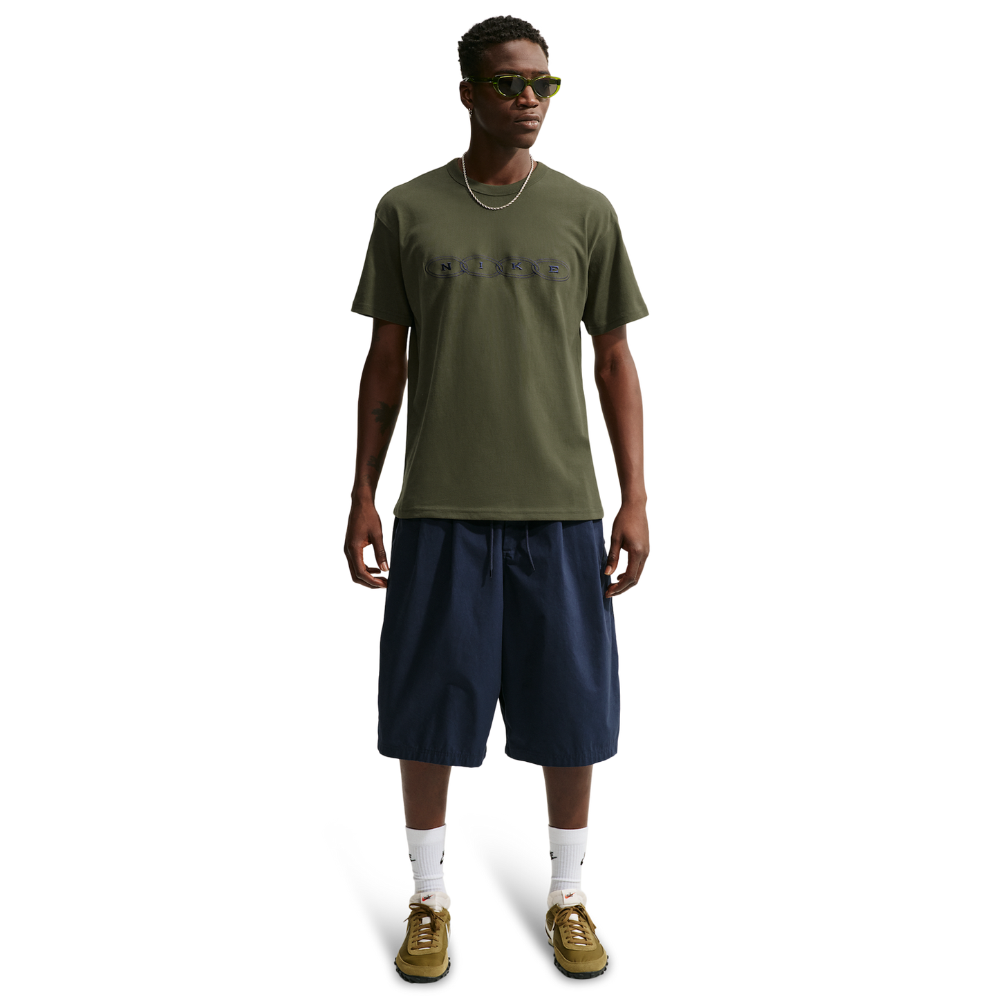 Nike Loose Fit Premium Essential Embroidered T-Shirt - Men's - Cargo Khaki