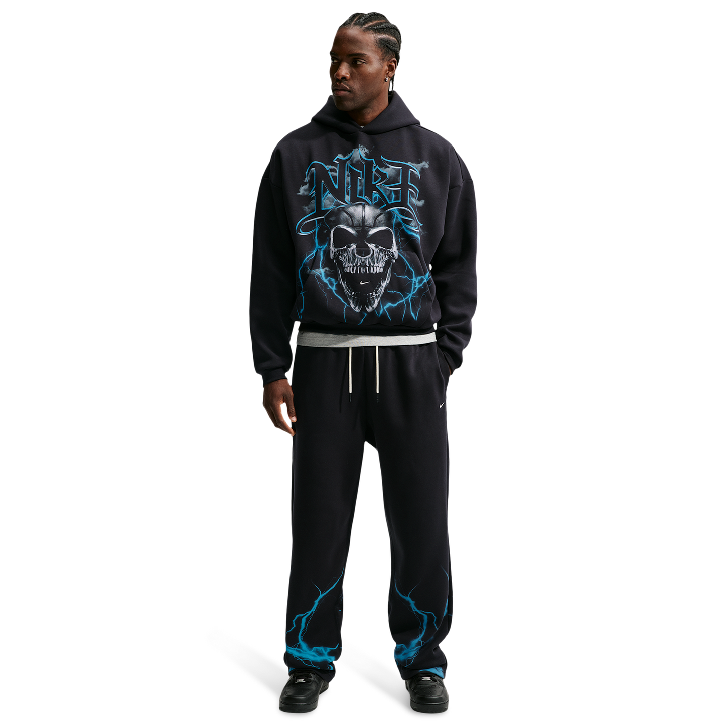 Nike Therma-FIT Standard Issue Open Hem Pant - Men's - Black/Light Current Blue/Pale Ivory