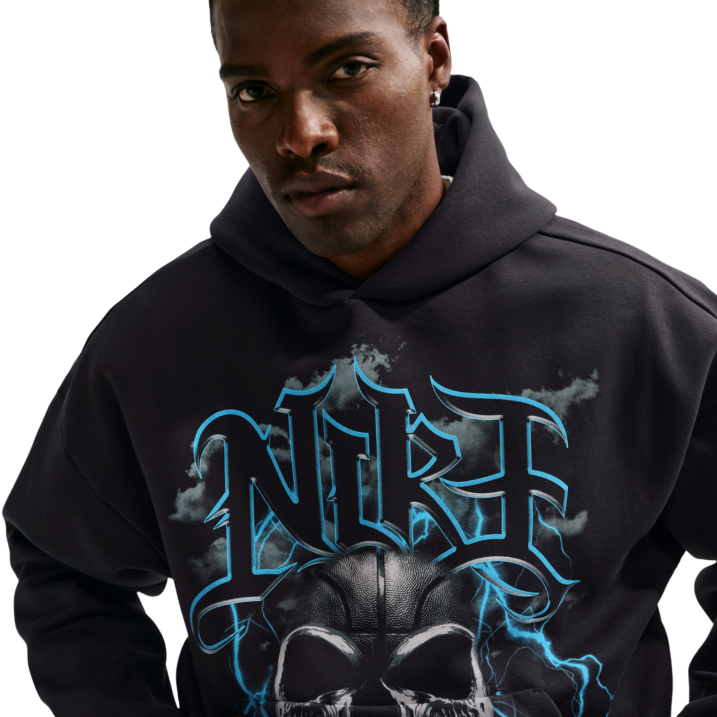 Nike Therma-FIT Standard Issue PO Hoodie Skull - Men's - Black/Pale Ivory/Light Current Blue