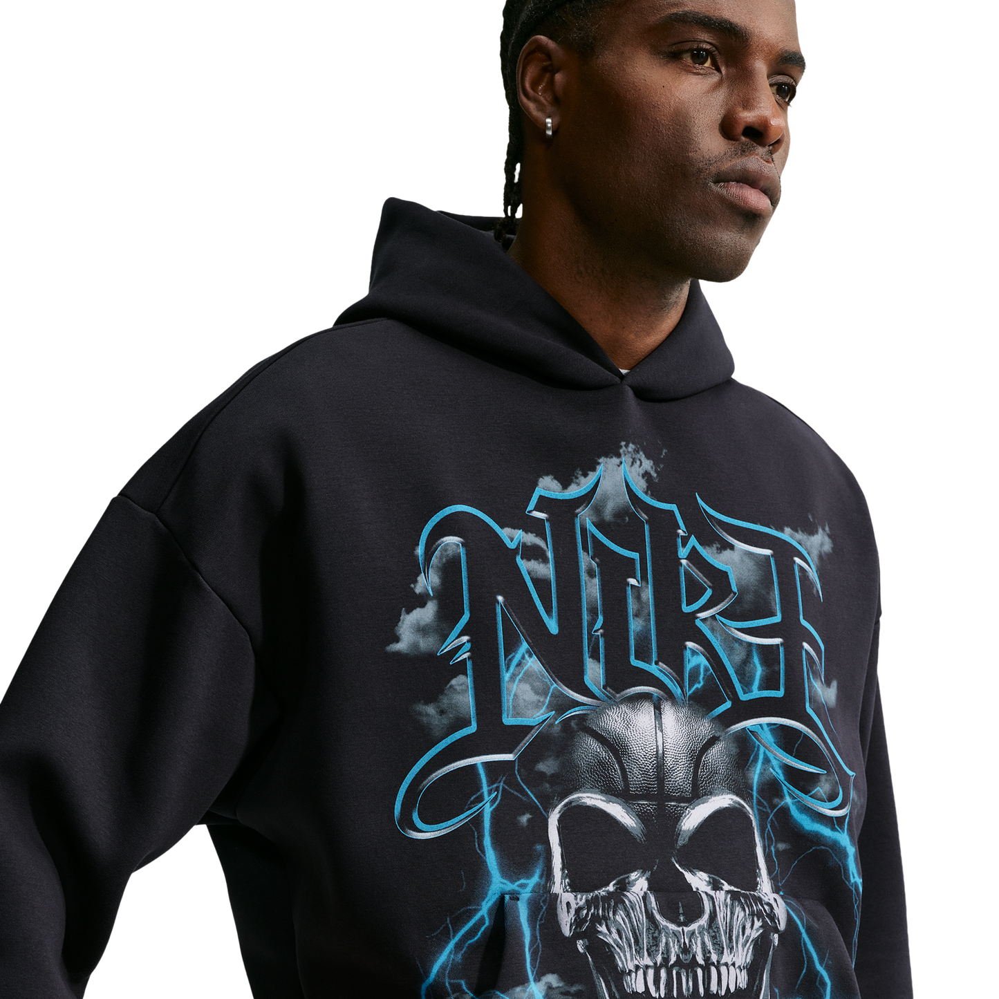 Nike Therma-FIT Standard Issue PO Hoodie Skull - Men's - Black/Pale Ivory/Light Current Blue