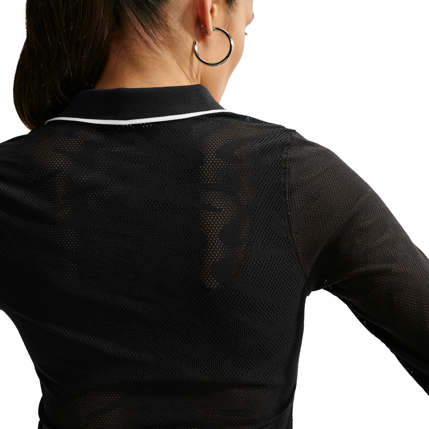 Nike Chll Knit LS Stitch Lace Top - Women's - White/Black/Black