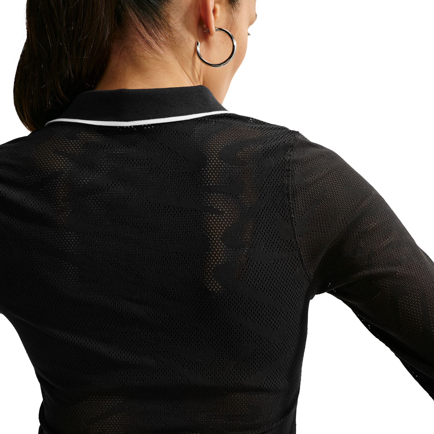 Nike Chll Knit LS Stitch Lace Top - Women's - White/Black/Black