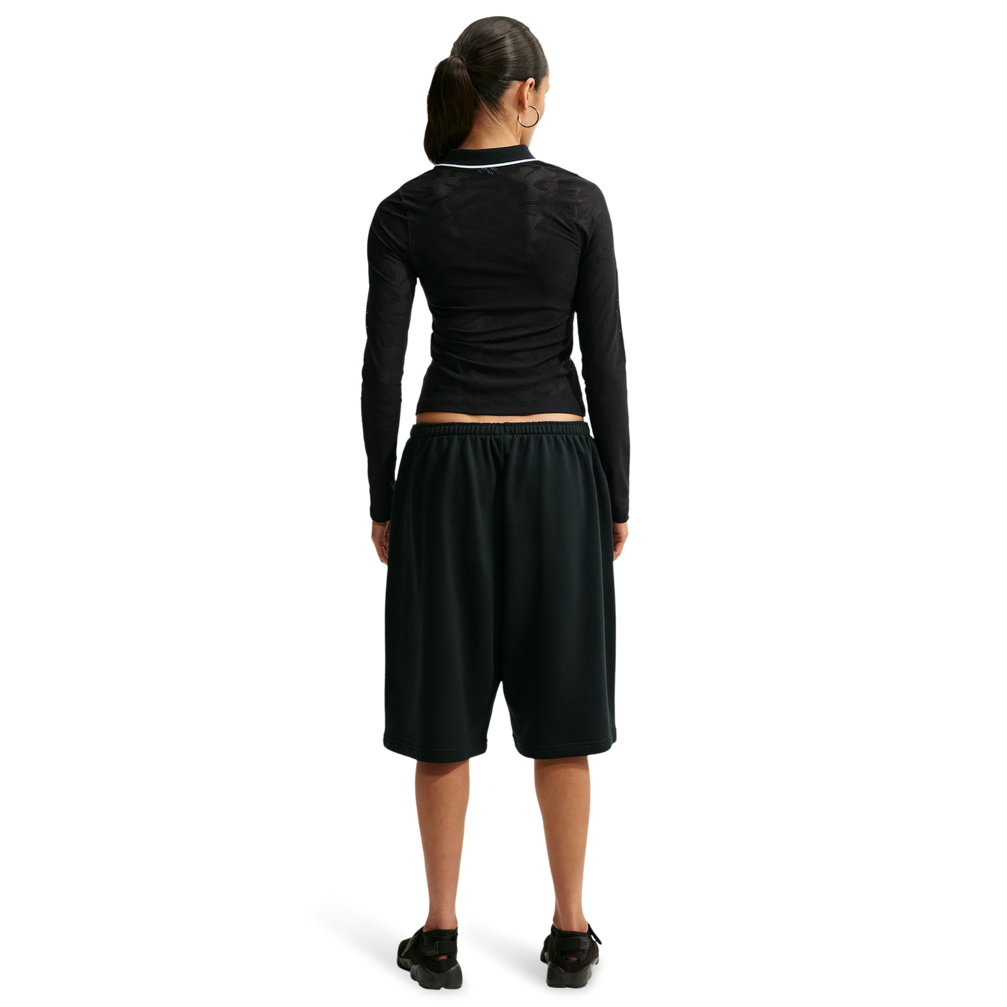Nike Chll Knit LS Stitch Lace Top - Women's - White/Black/Black