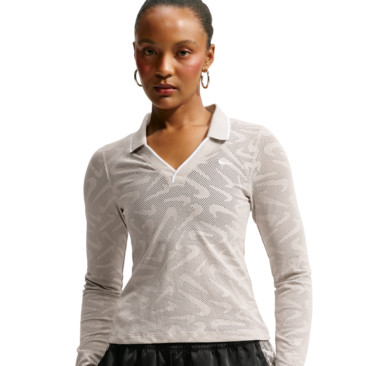 Nike Chll Knit LS Stitch Lace Top - Women's - Cream Ii/White/Cream Ii