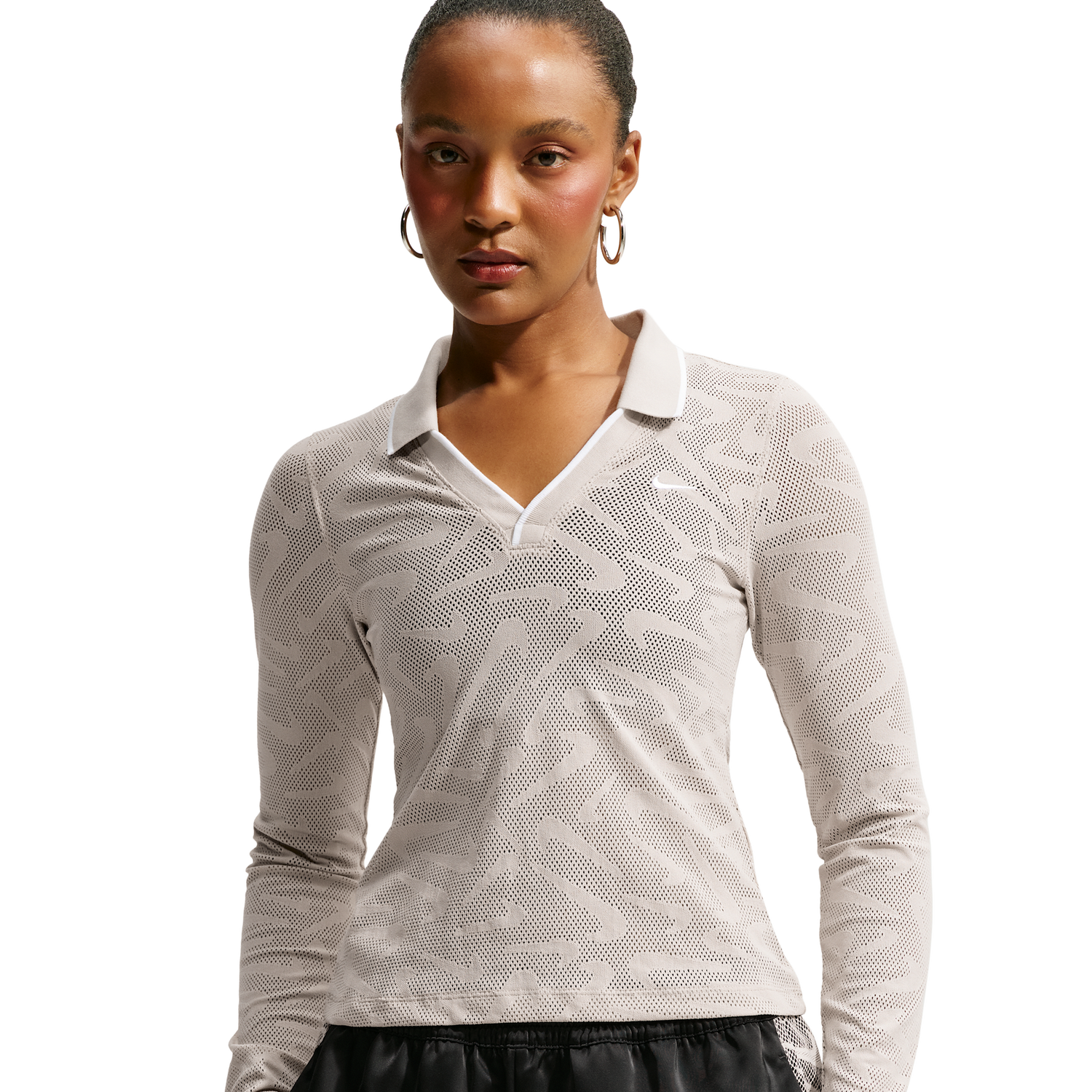 Nike Chll Knit LS Stitch Lace Top - Women's - Cream Ii/White/Cream Ii