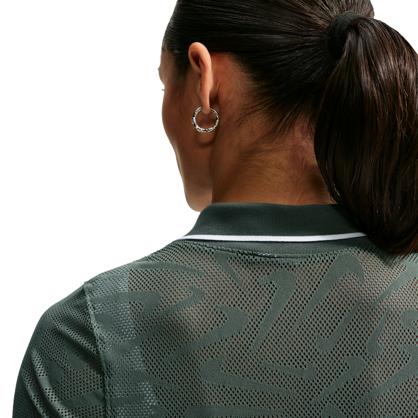 Nike Chll Knit LS Stitch Lace Top - Women's - Camo Green/Camo Green/White