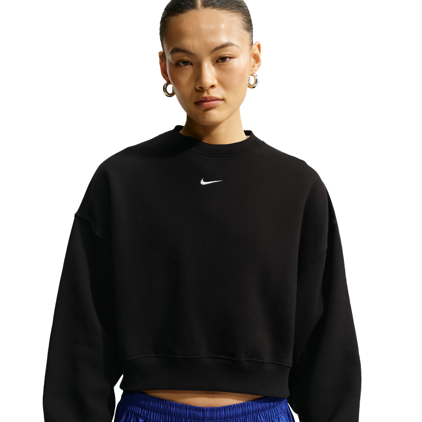 Nike Studio Fleece Mid-OS Crop Crew - Women's - Total Black/Sail