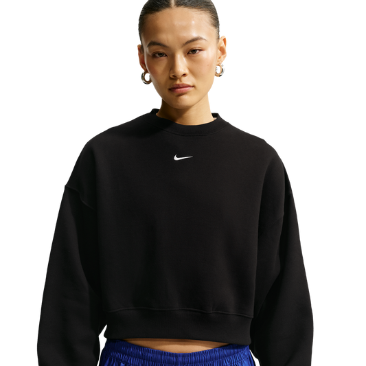 Nike Studio Fleece Mid-OS Crop Crew - Women's - Total Black/Sail