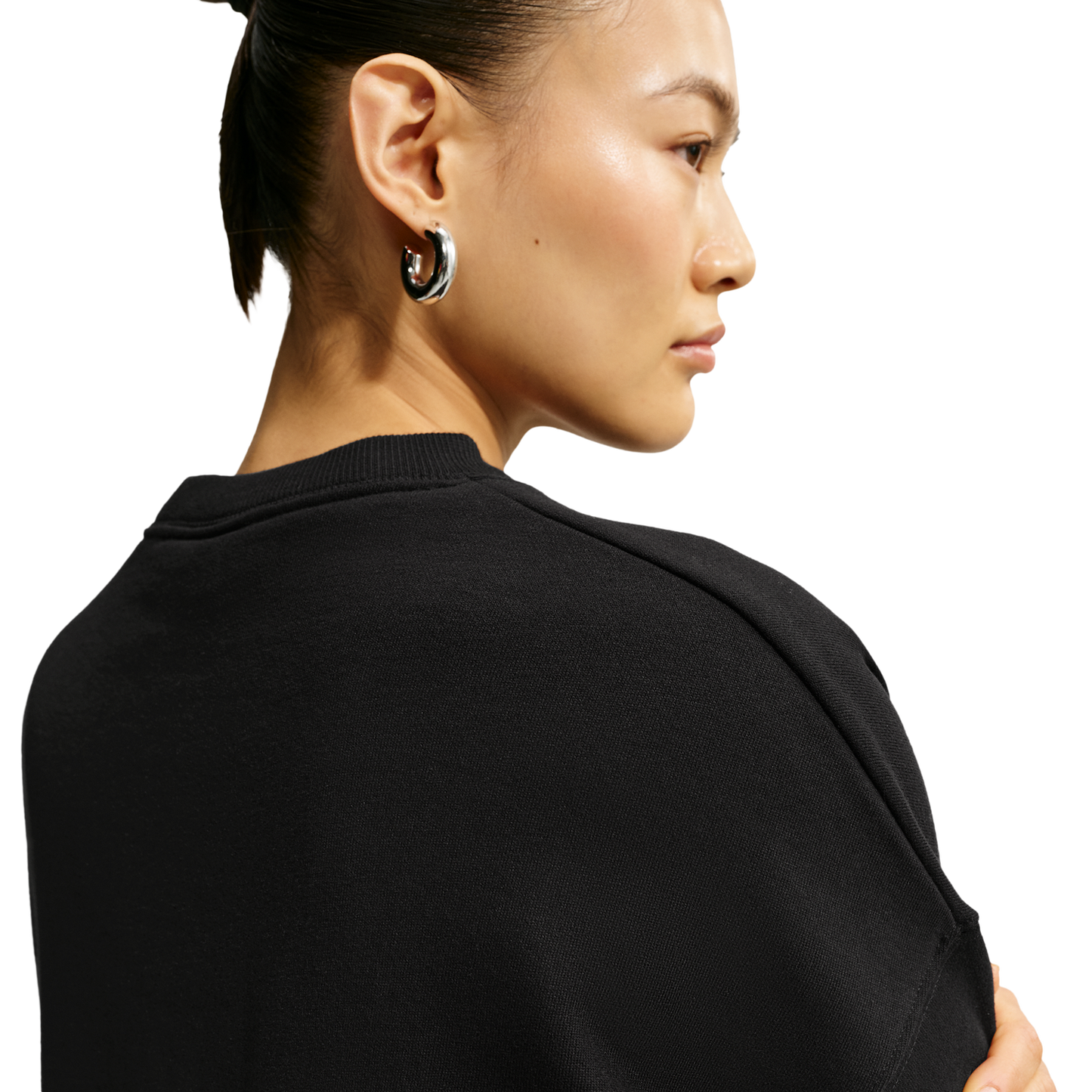 Nike Studio Fleece Mid-OS Crop Crew - Women's - Total Black/Sail