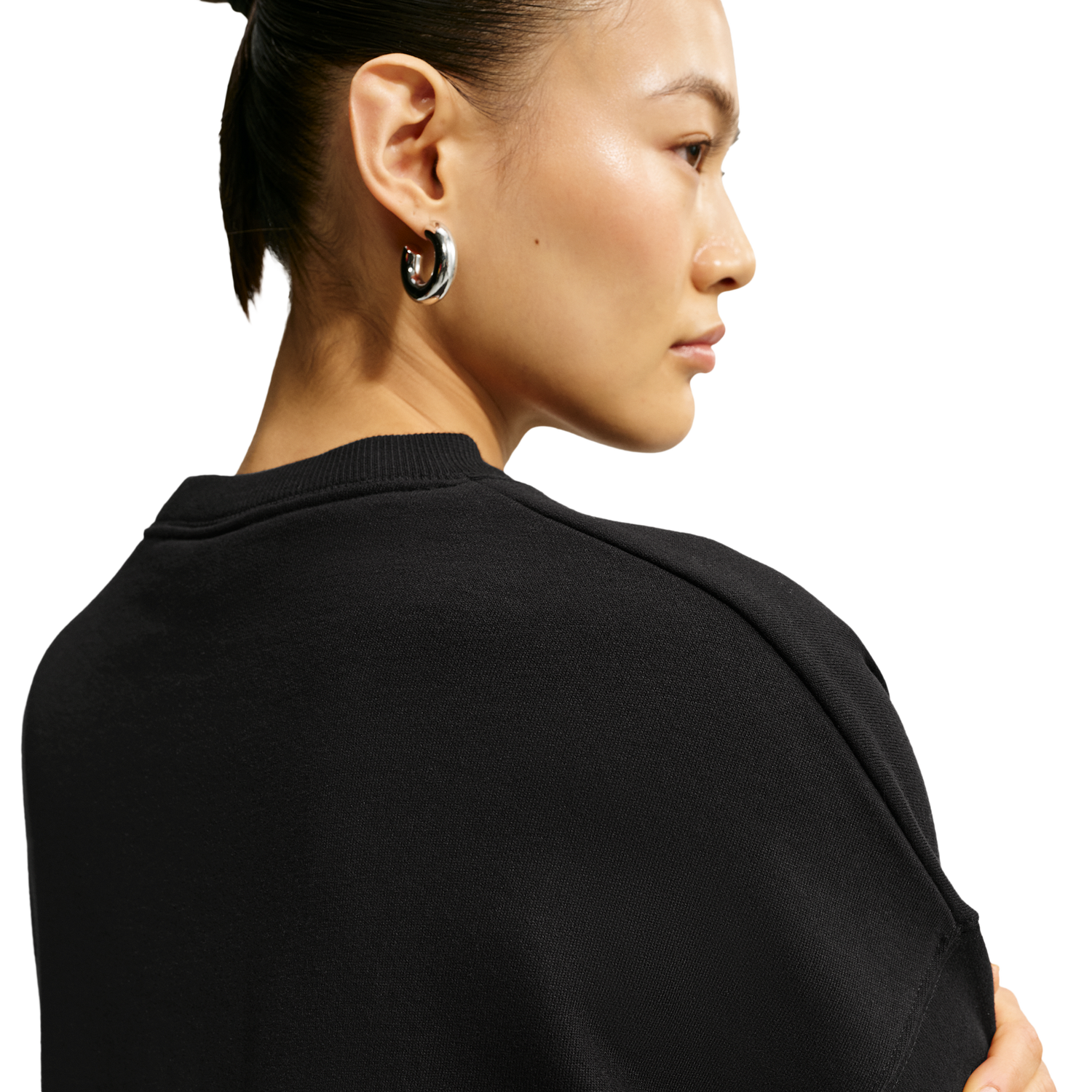Nike Studio Fleece Mid-OS Crop Crew - Women's - Total Black/Sail