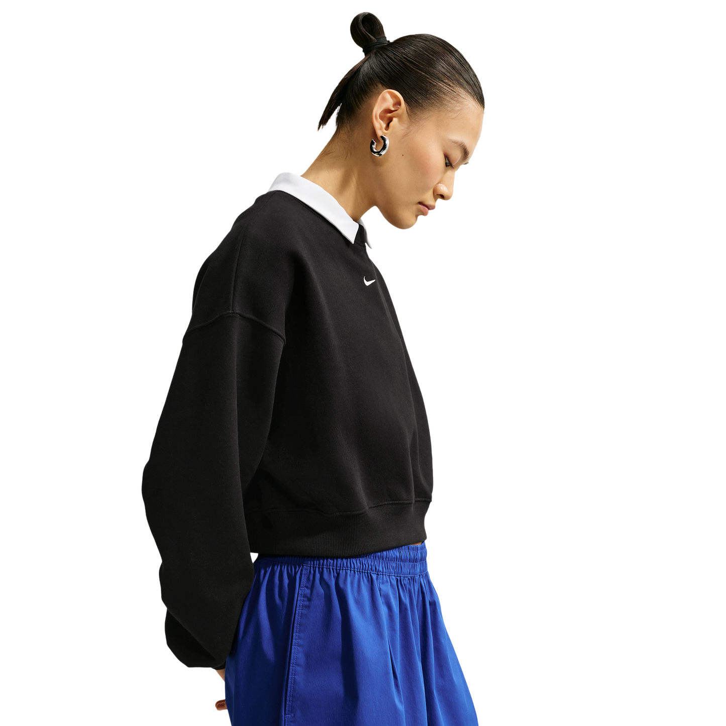 Nike Studio Fleece Mid-OS Crop Crew - Women's - Total Black/Sail