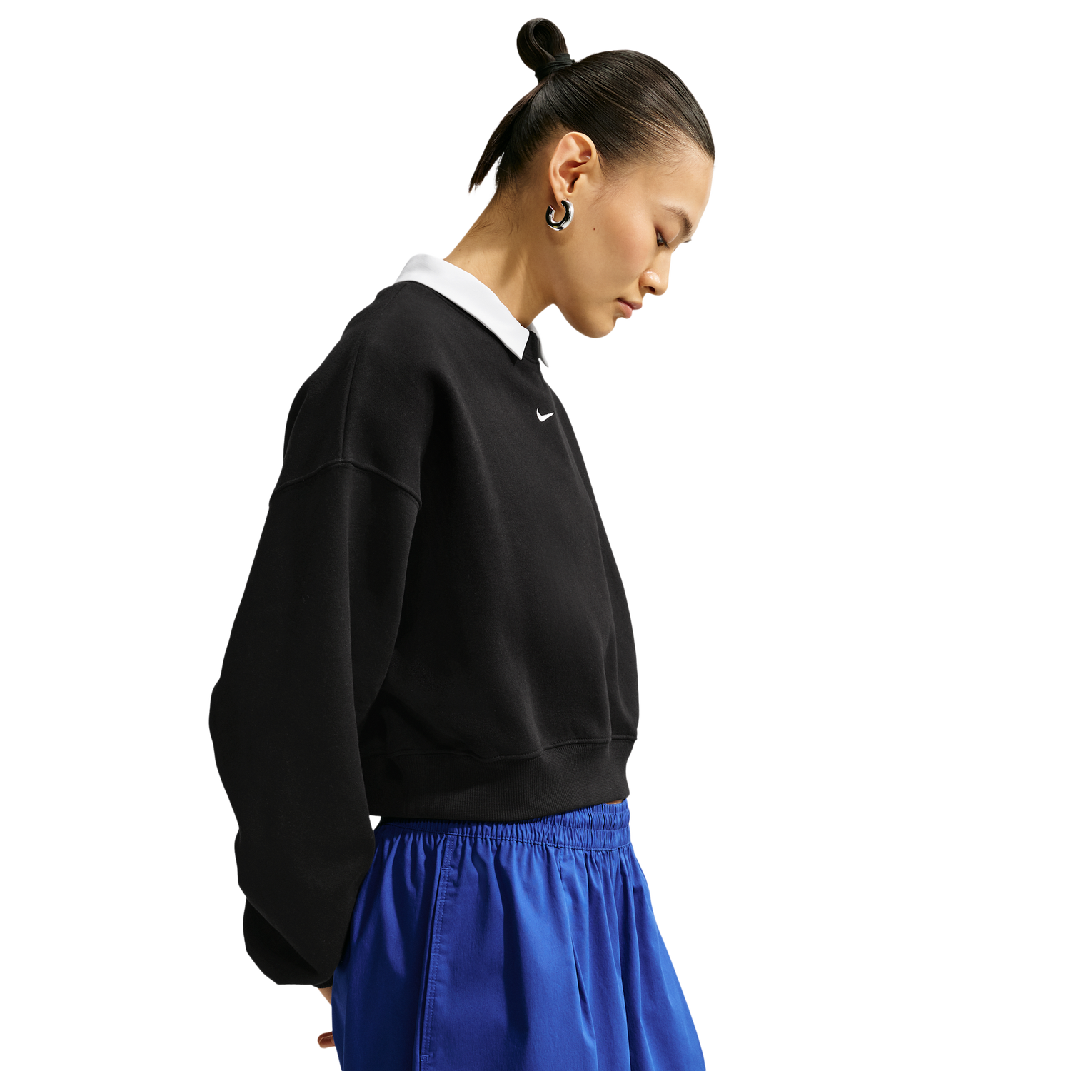Nike Studio Fleece Mid-OS Crop Crew - Women's - Total Black/Sail