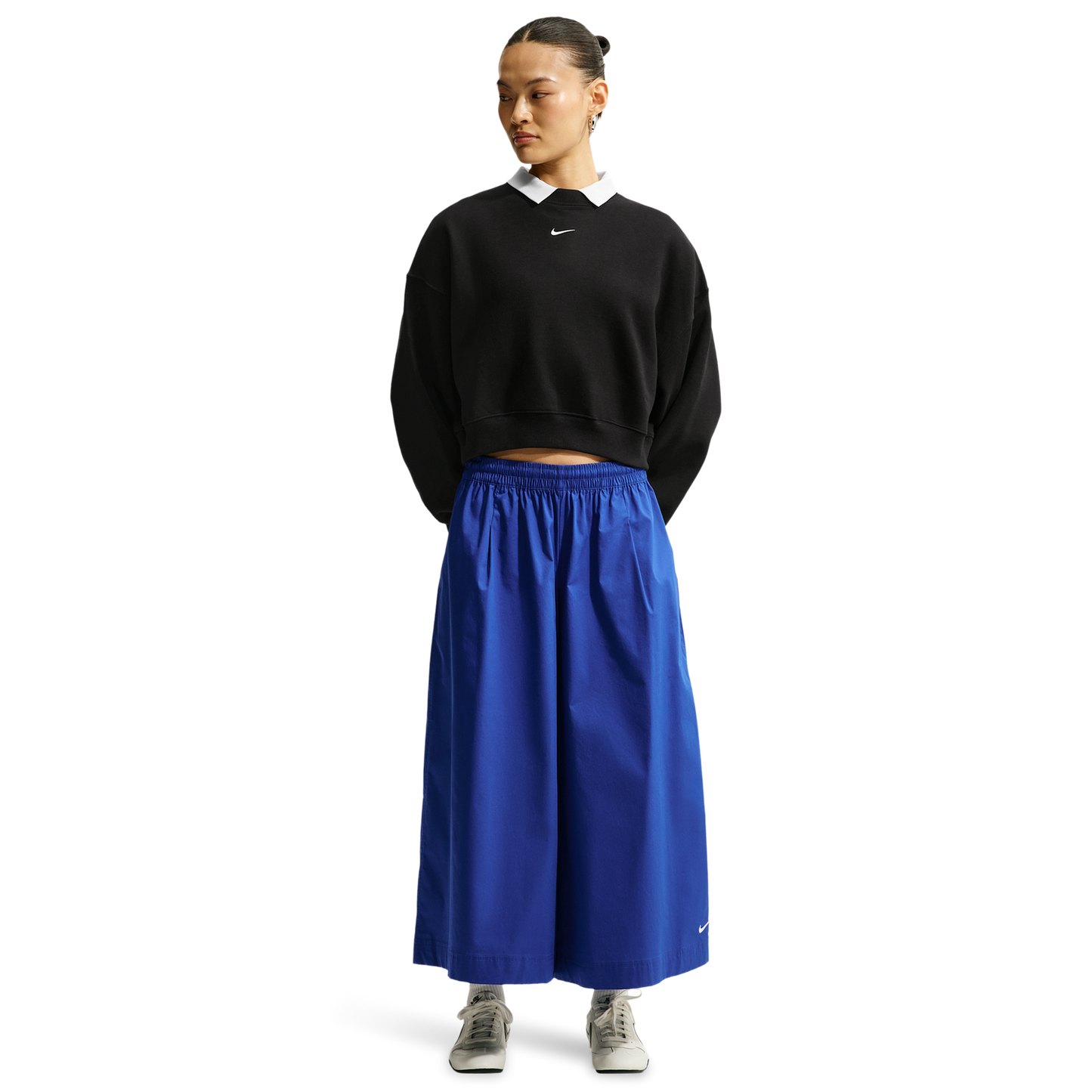 Nike Studio Fleece Mid-OS Crop Crew - Women's - Total Black/Sail