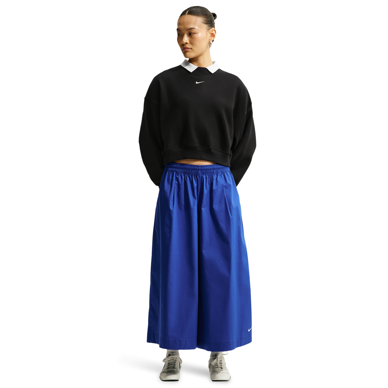 Nike Studio Fleece Mid-OS Crop Crew - Women's - Total Black/Sail
