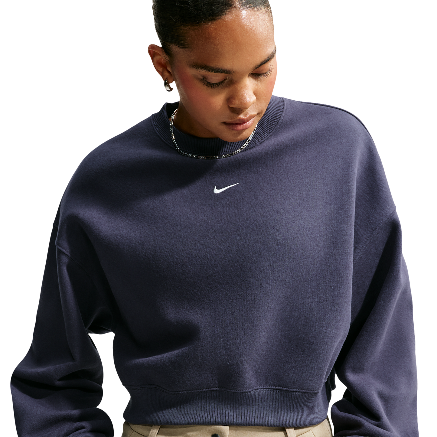 Nike Studio Fleece Mid-OS Crop Crew - Women's - Gridiron/Sail