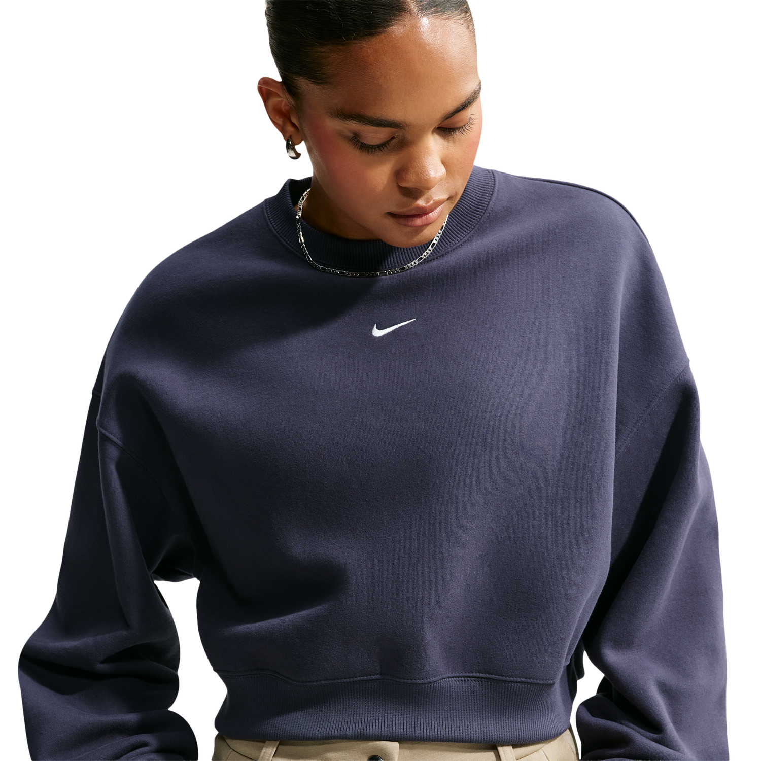 Nike Studio Fleece Mid-OS Crop Crew - Women's - Gridiron/Sail