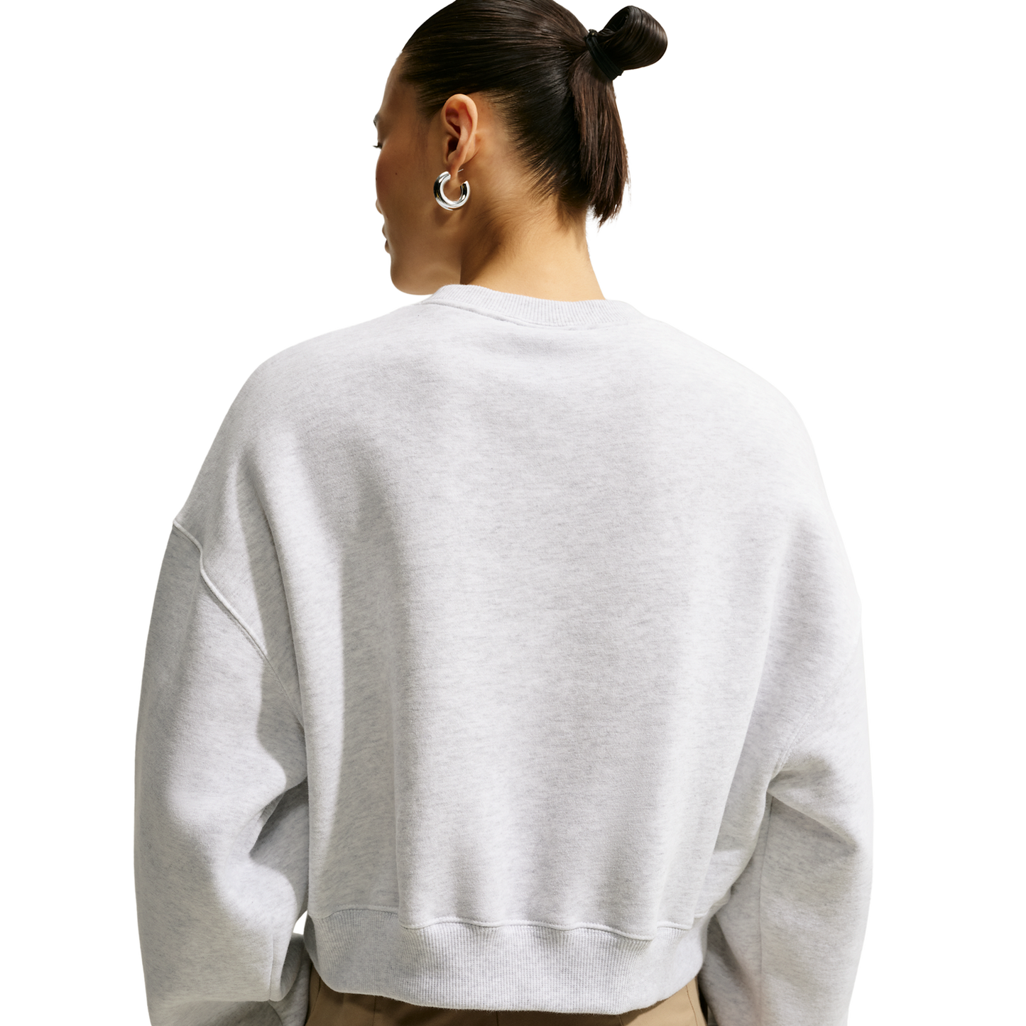 Nike Studio Fleece Mid-OS Crop Crew - Women's - Black/Birch Heather