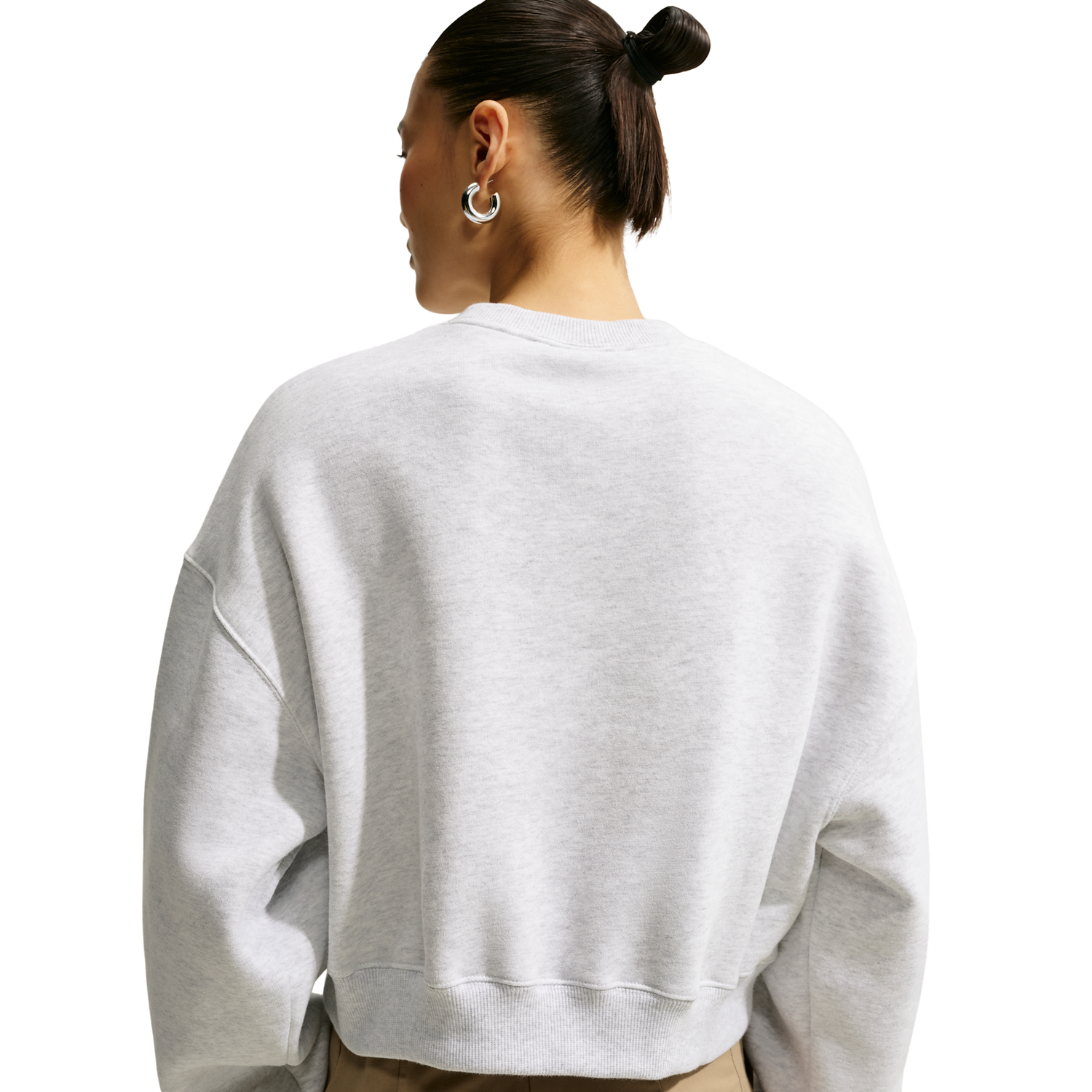 Nike Studio Fleece Mid-OS Crop Crew - Women's - Black/Birch Heather