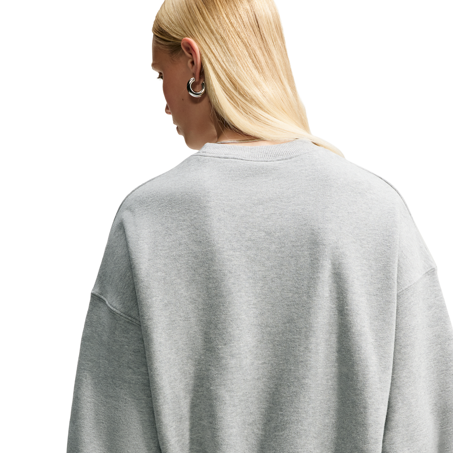 Nike Studio Fleece Mid-OS Crop Crew - Women's - Dk Grey Heather/Sail