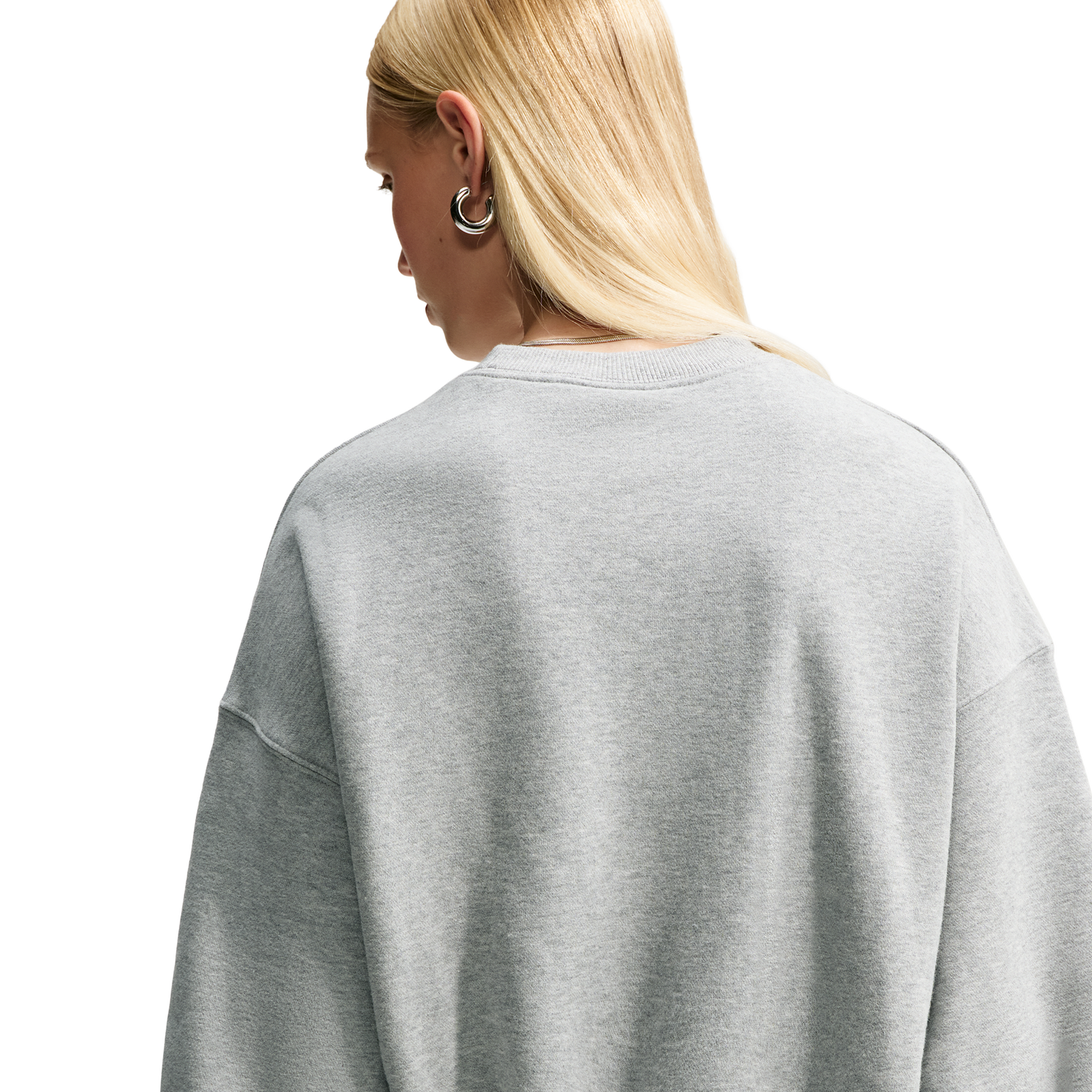 Nike Studio Fleece Mid-OS Crop Crew - Women's - Dk Grey Heather/Sail