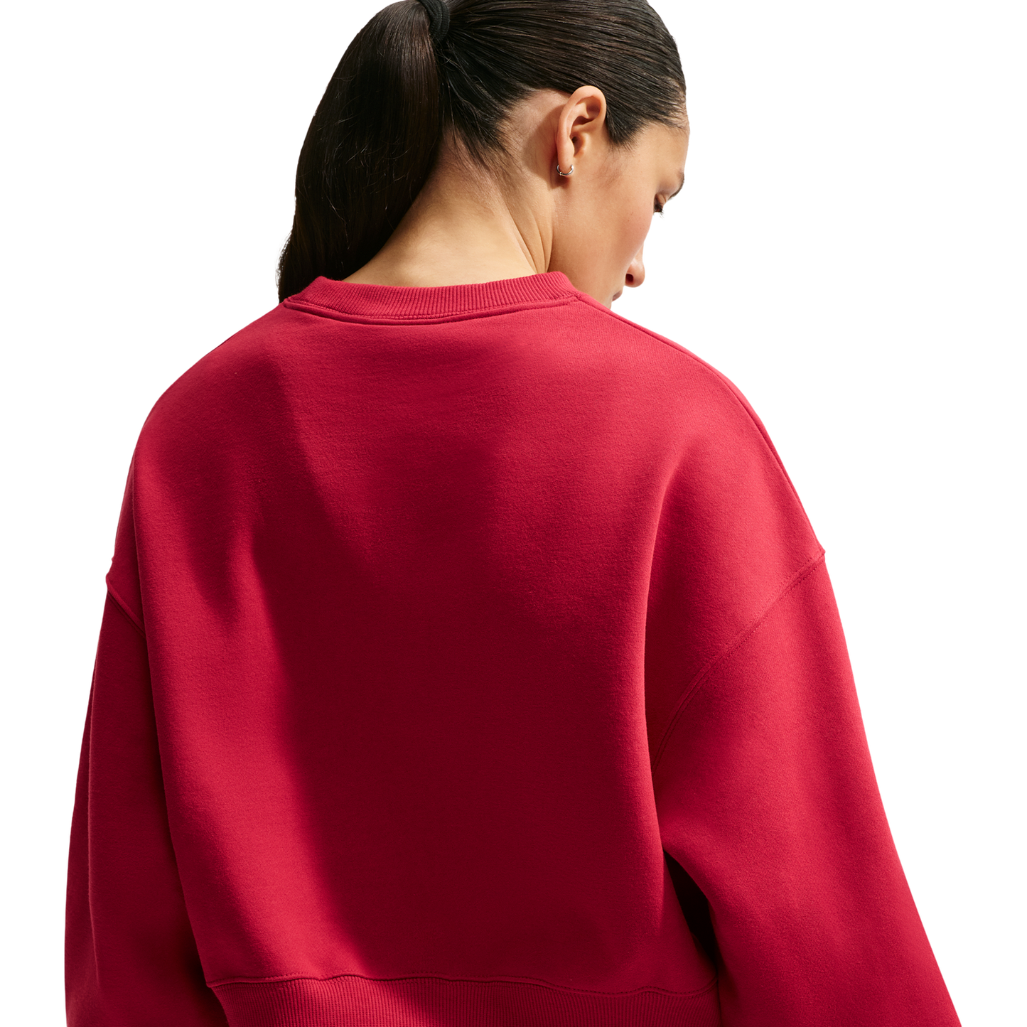 Nike Studio Fleece Mid-OS Crop Crew - Women's - Sail/Tough Red