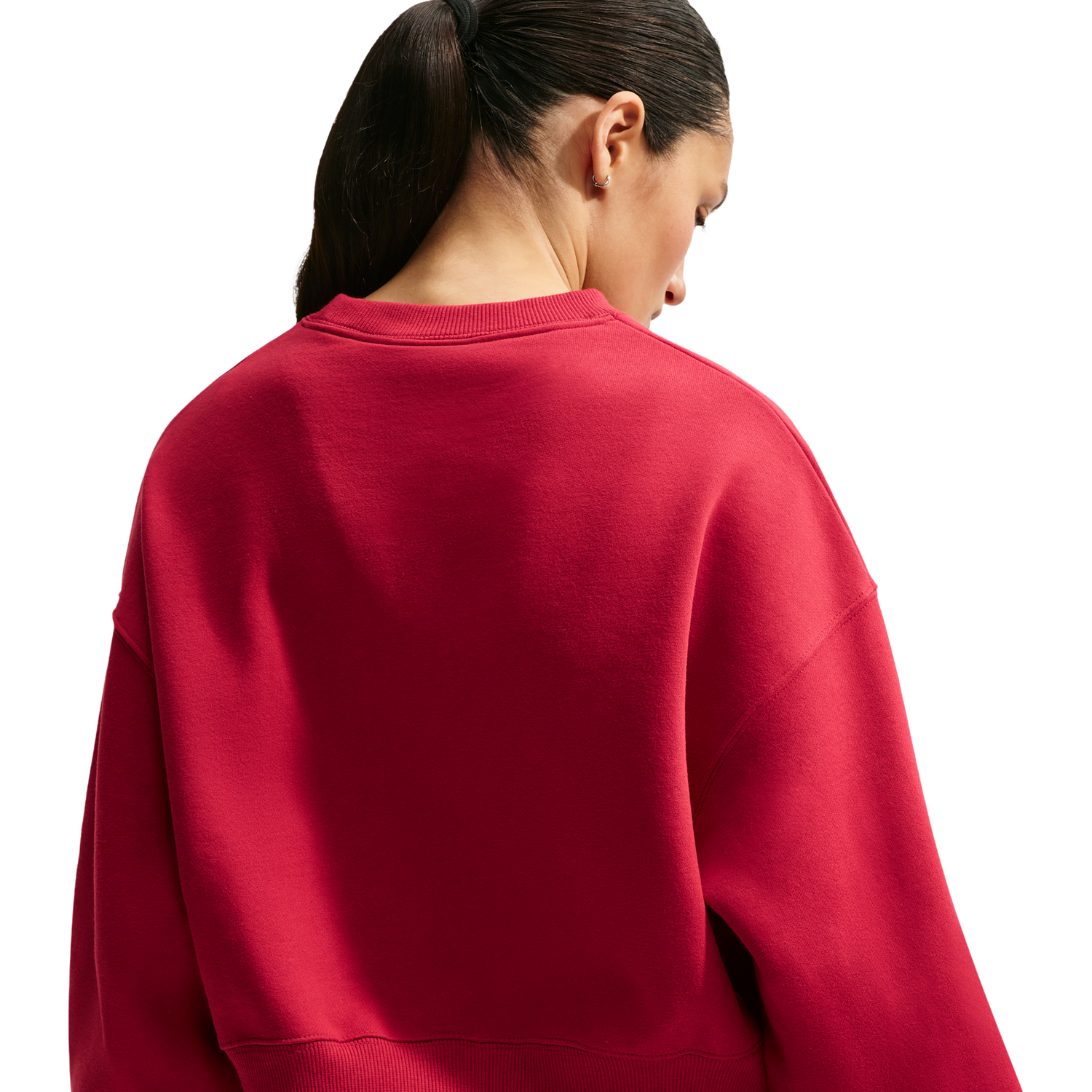 Nike Studio Fleece Mid-OS Crop Crew - Women's - Sail/Tough Red