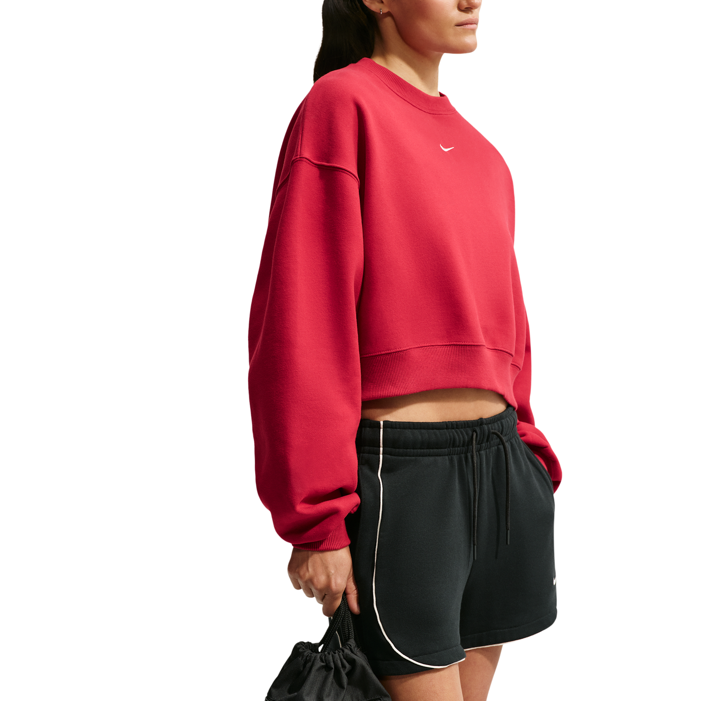 Nike Studio Fleece Mid-OS Crop Crew - Women's - Sail/Tough Red