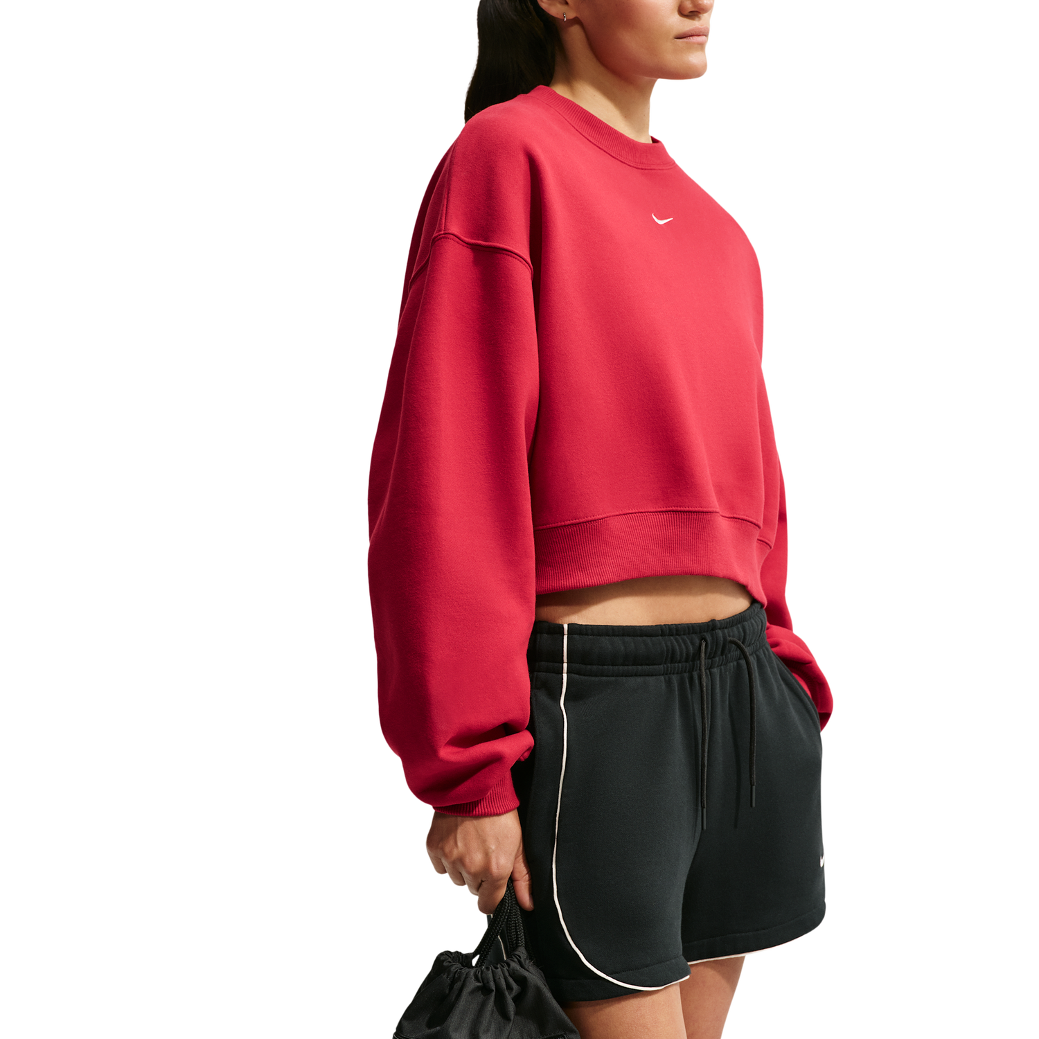Nike Studio Fleece Mid-OS Crop Crew - Women's - Sail/Tough Red
