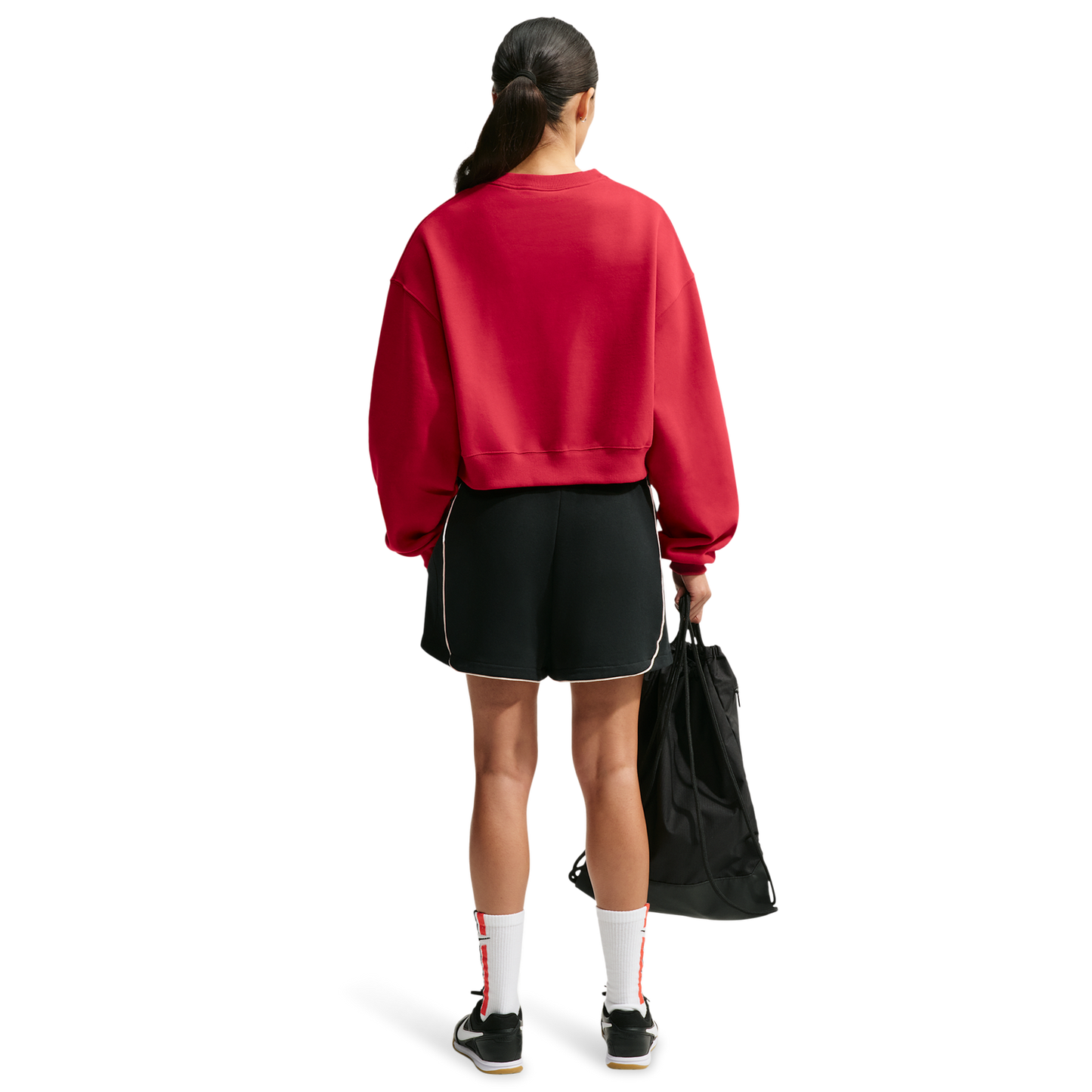 Nike Studio Fleece Mid-OS Crop Crew - Women's - Sail/Tough Red