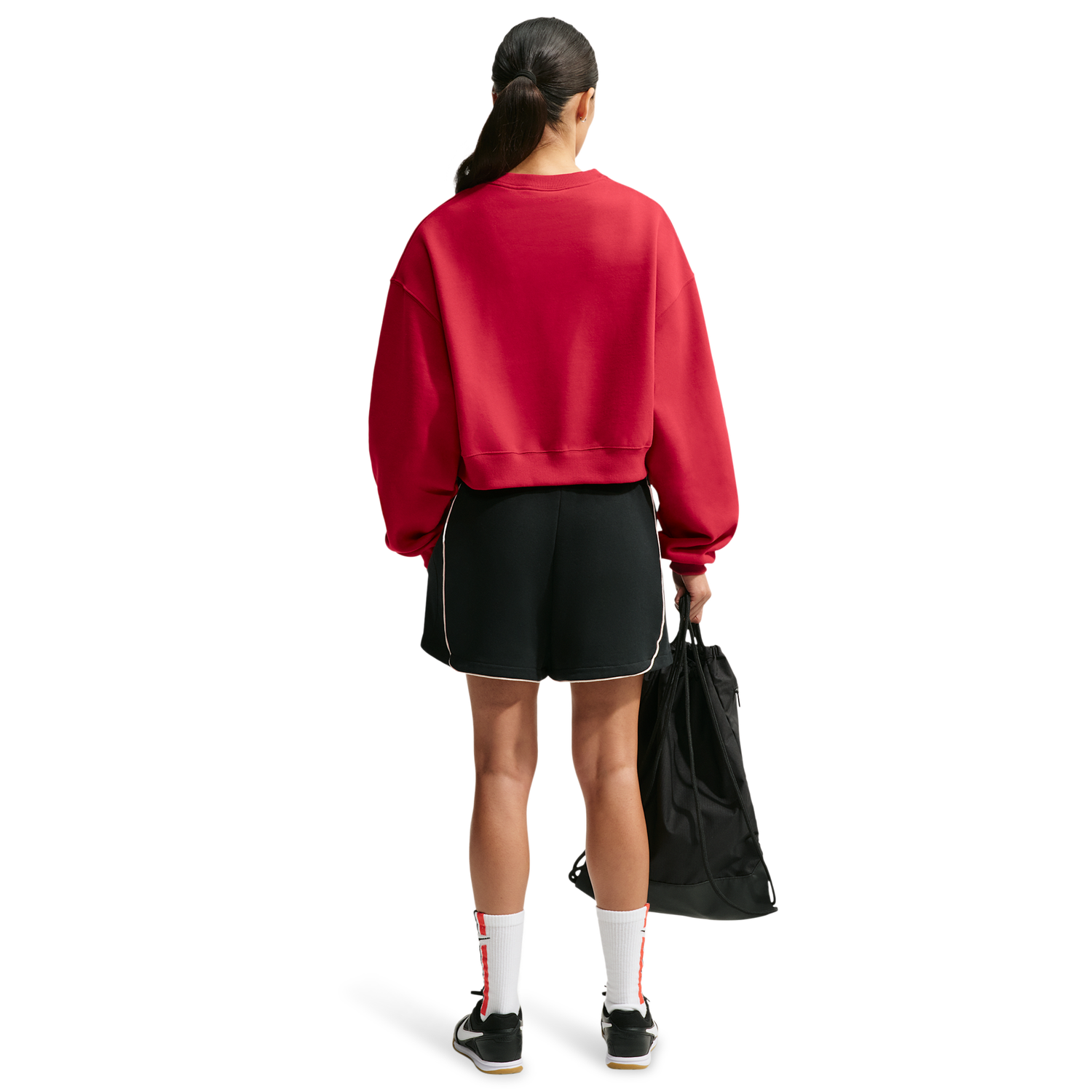 Nike Studio Fleece Mid-OS Crop Crew - Women's - Sail/Tough Red
