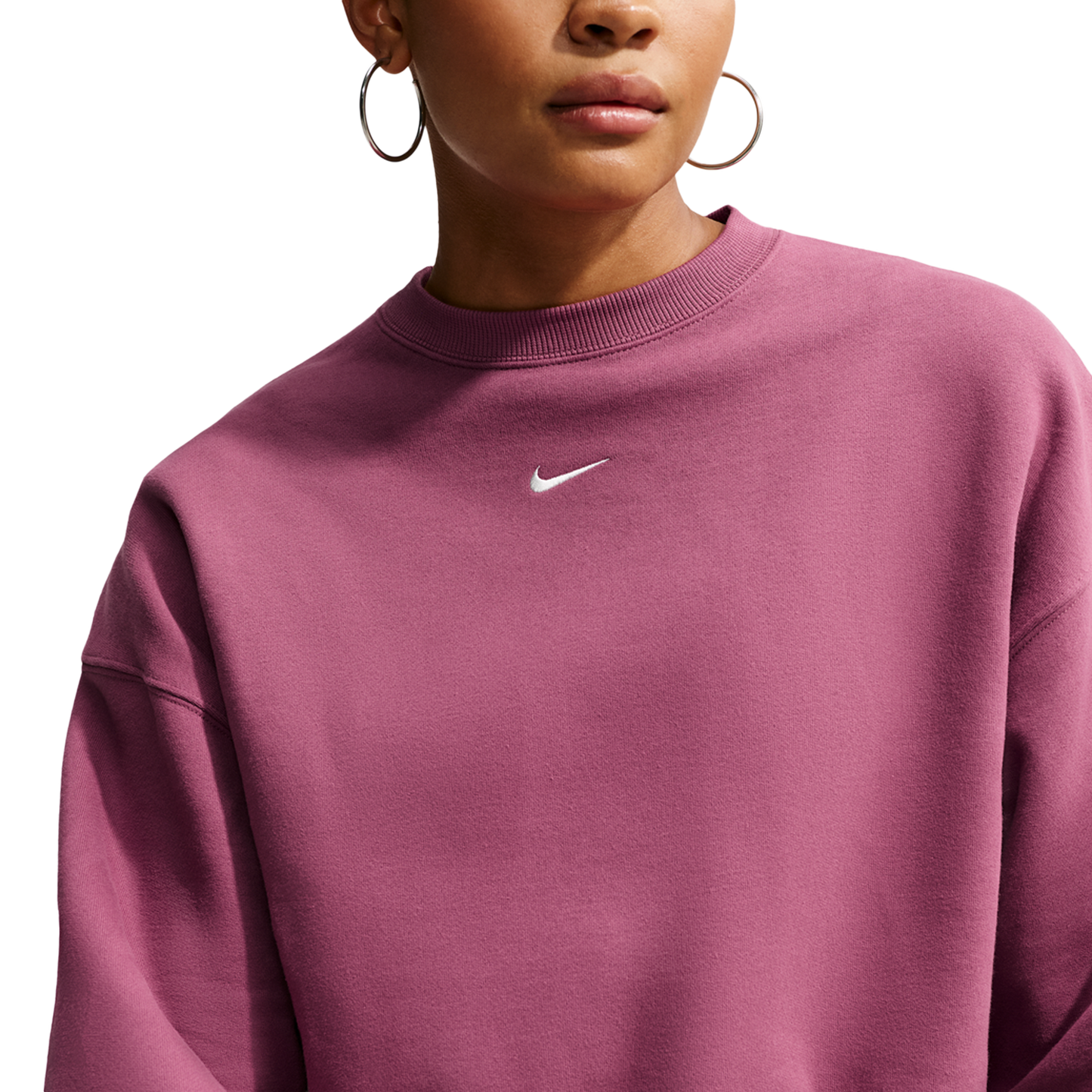Nike Studio Fleece Mid-OS Crop Crew - Women's - Sail/Pink Smoke