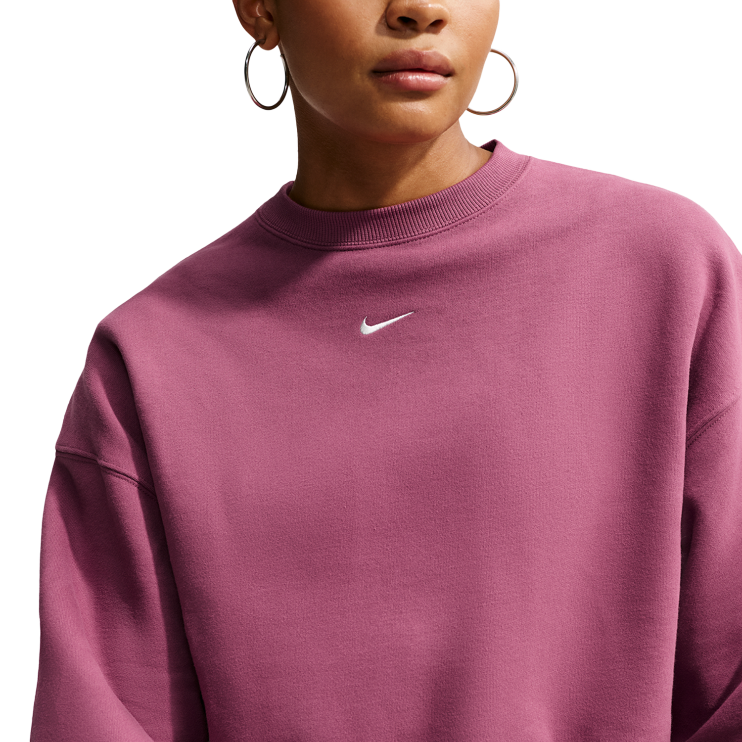 Nike Studio Fleece Mid-OS Crop Crew - Women's - Sail/Pink Smoke