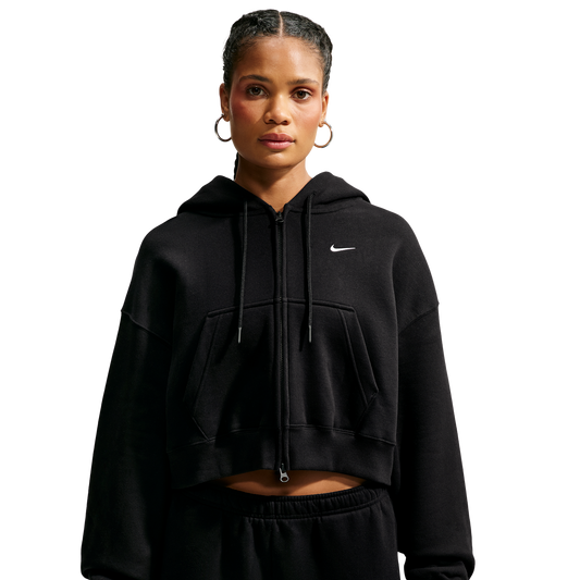 Nike Studio Fleece Mid-OS Crp FZ Hoodie - Women's - Total Black/Sail