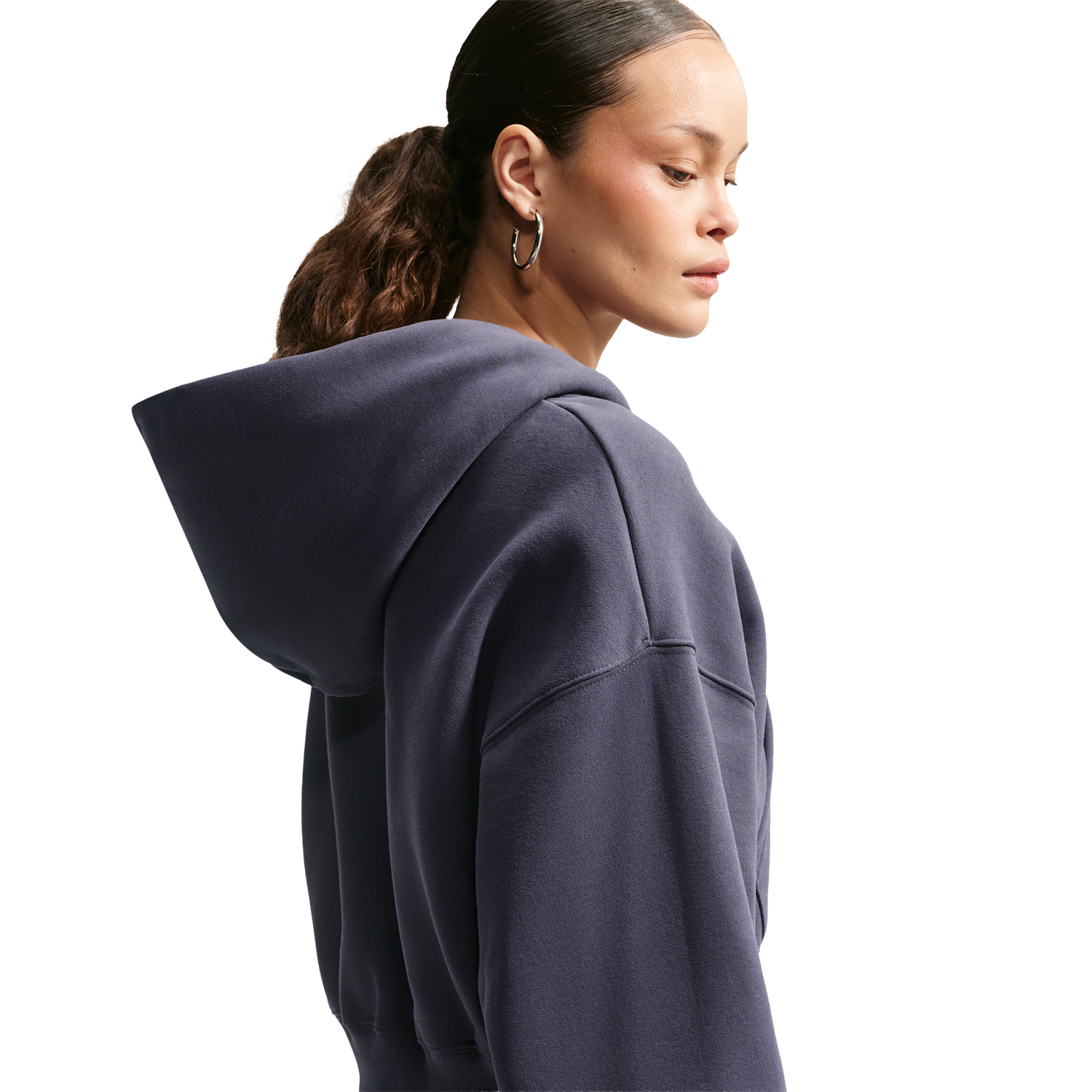 Nike Studio Fleece Mid-OS Crp FZ Hoodie - Women's - Gridiron/Sail