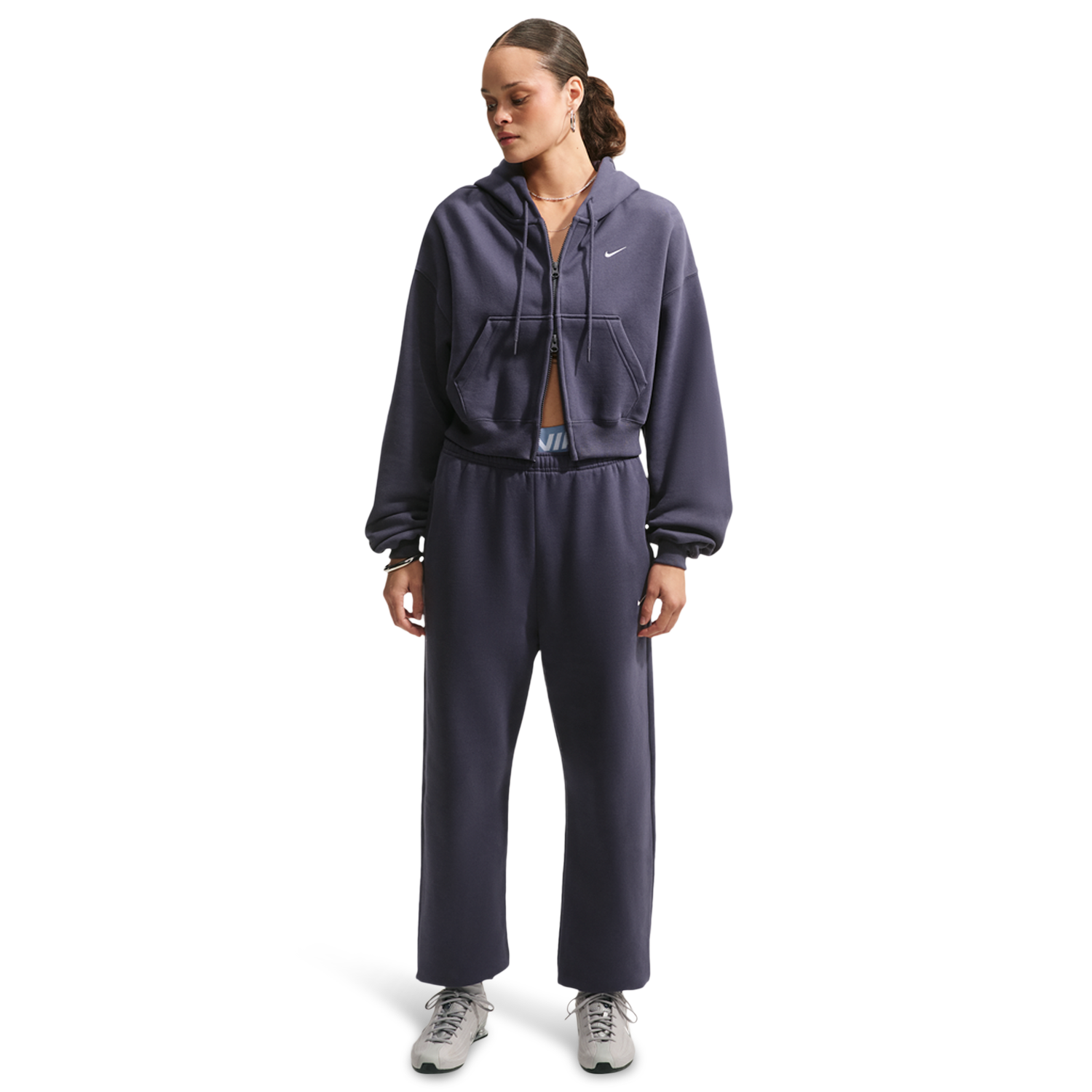 Nike Studio Fleece Mid-OS Crp FZ Hoodie - Women's - Gridiron/Sail