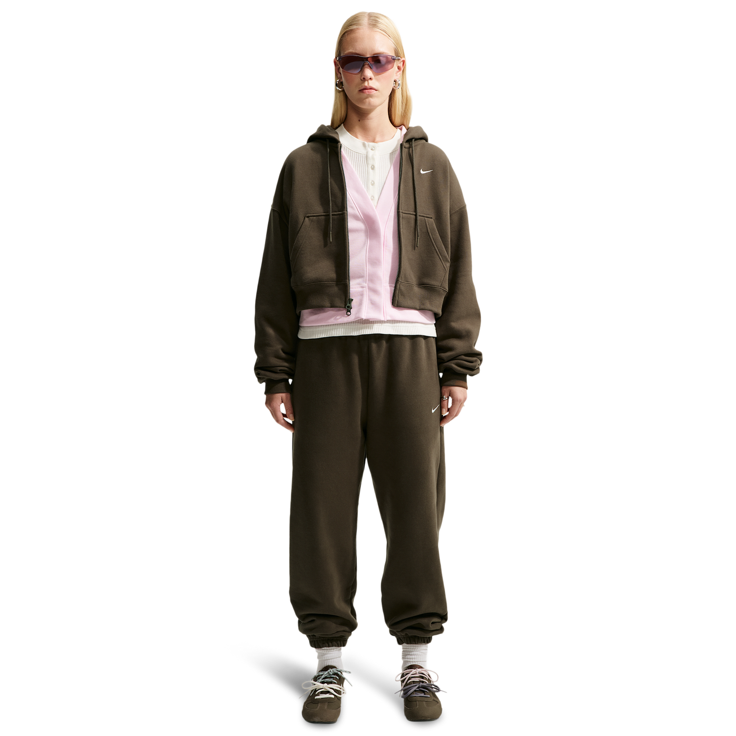 Nike Studio Fleece Mid-OS Crp FZ Hoodie - Women's - Sail/Dark Hazel