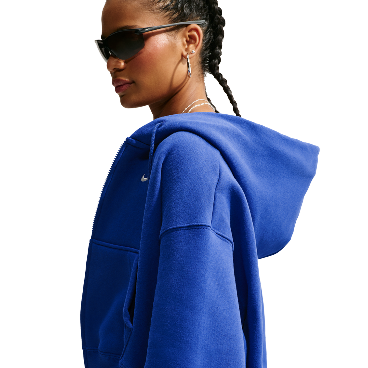 Nike Studio Fleece Mid-OS Crp FZ Hoodie - Women's - Sail/Old Royal