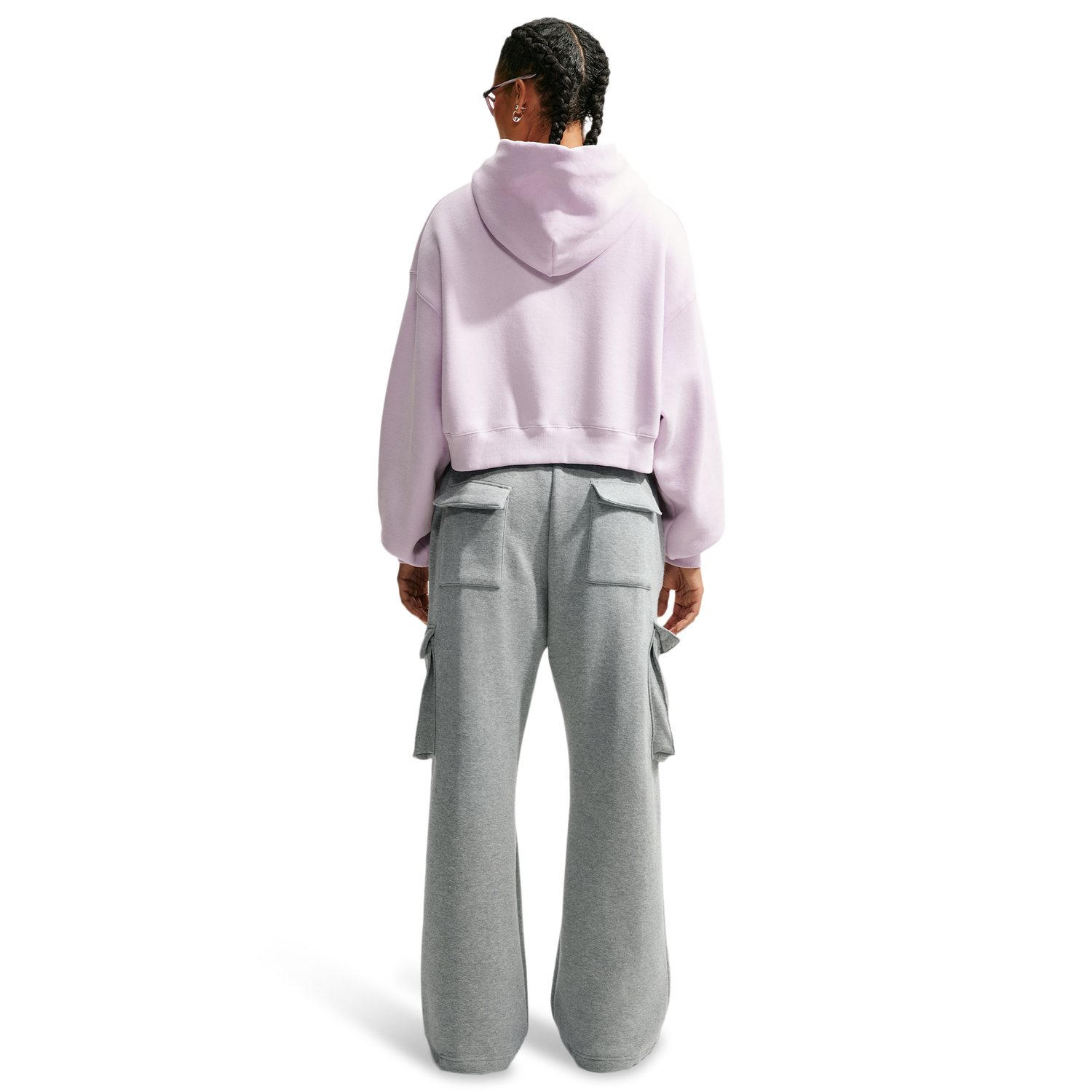 Nike Studio Fleece Mid-OS Crp FZ Hoodie - Women's - Bleached Lilac/Sail
