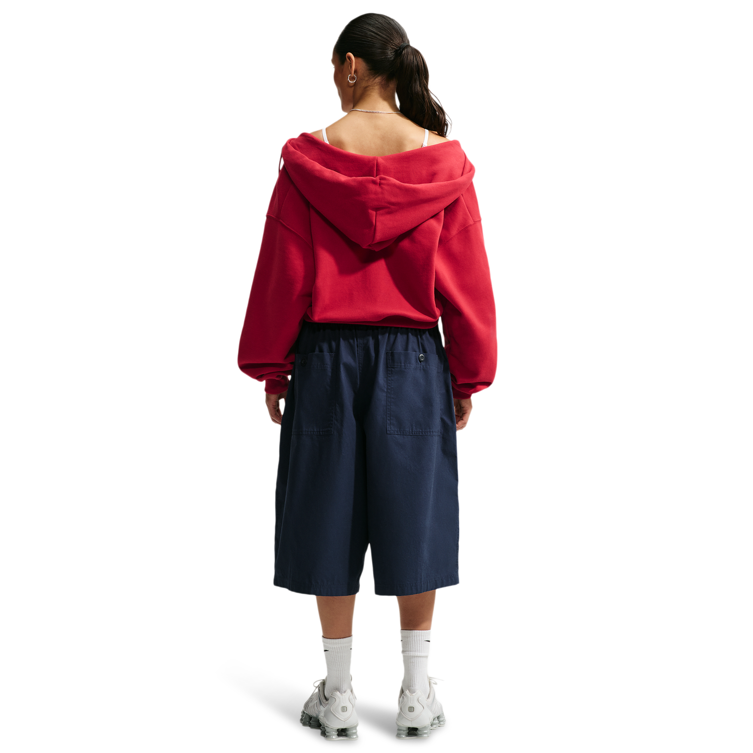 Nike Studio Fleece Mid-OS Crp FZ Hoodie - Women's - Tough Red/Sail