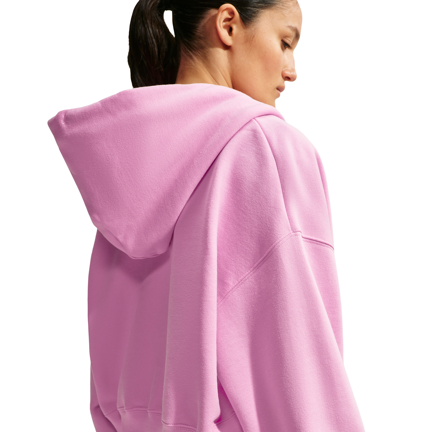 Nike Studio Fleece Mid-OS Crp FZ Hoodie - Women's - Sail/Pink Rise