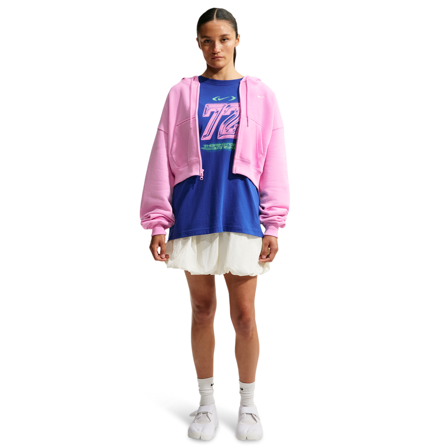 Nike Studio Fleece Mid-OS Crp FZ Hoodie - Women's - Sail/Pink Rise