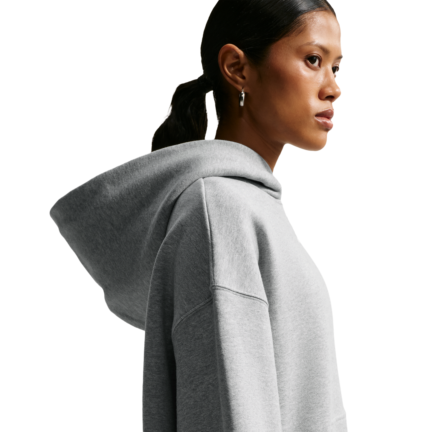 Nike Studio Fleece Oversized Crew - Women's - Dk Grey Heather/Sail