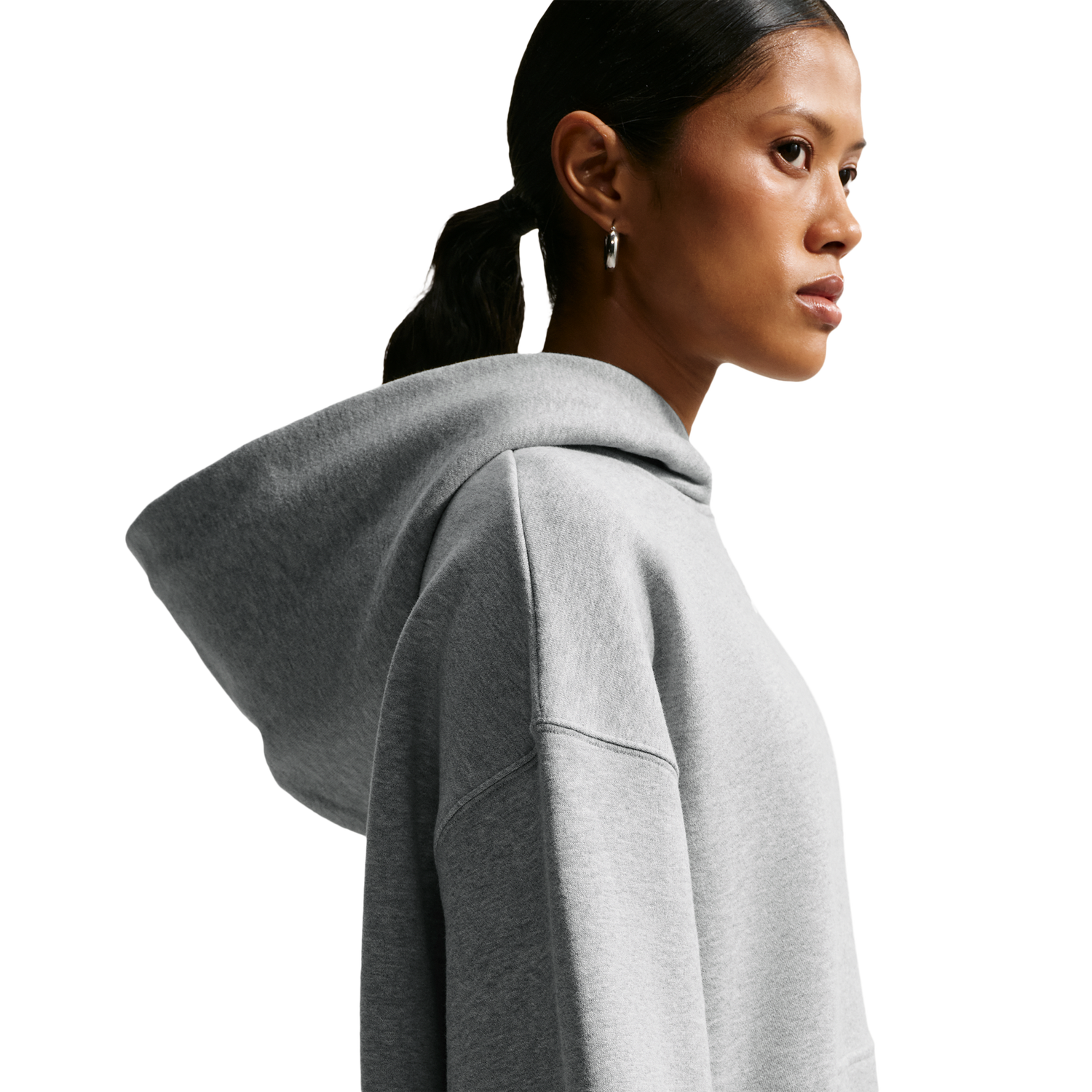 Nike Studio Fleece Oversized Crew - Women's - Dk Grey Heather/Sail