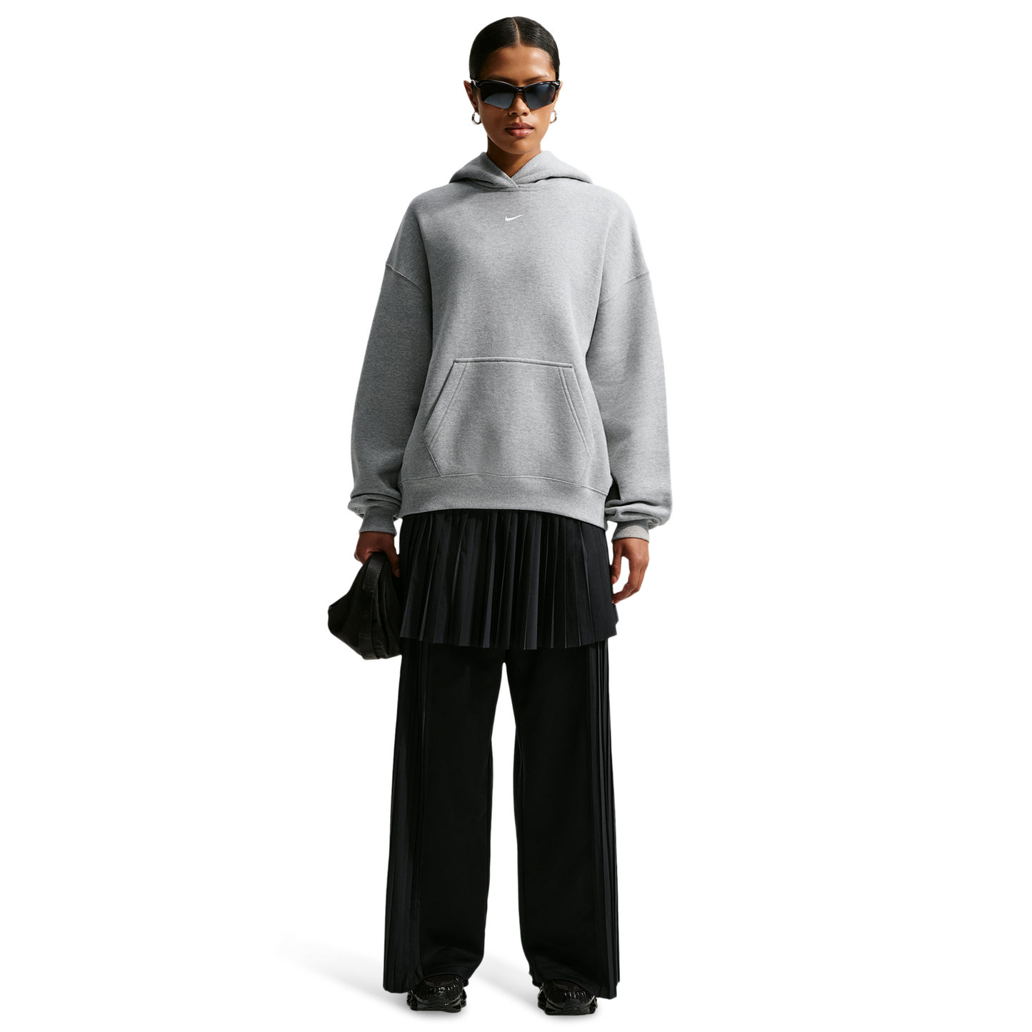 Nike Studio Fleece Oversized Crew - Women's - Dk Grey Heather/Sail