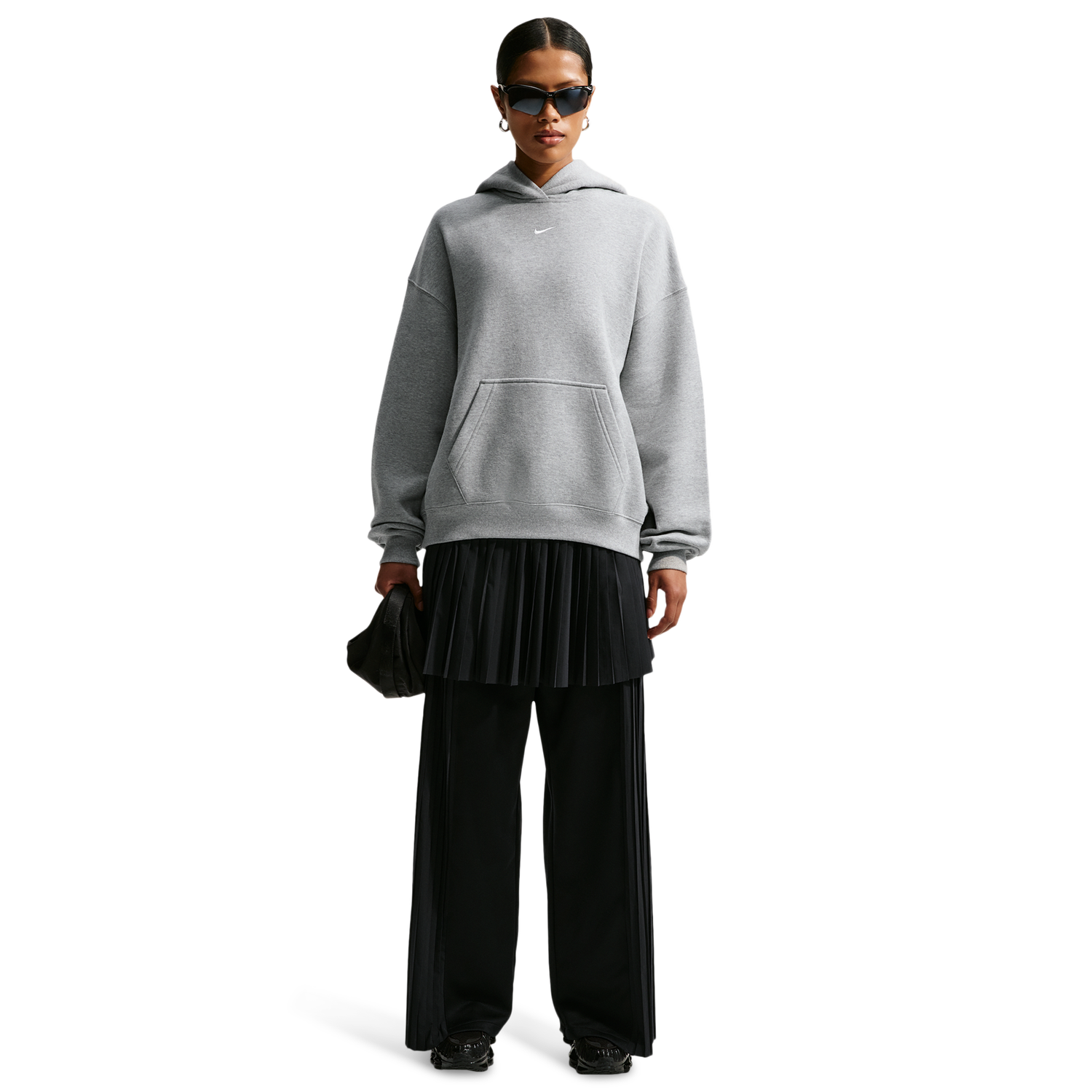 Nike Studio Fleece Oversized Crew - Women's - Dk Grey Heather/Sail